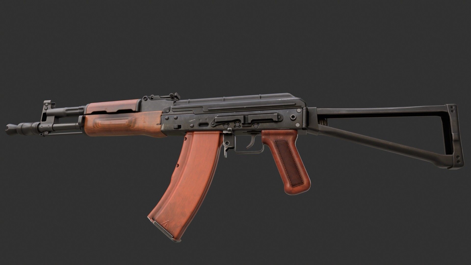 AK-47 Assault Rifle PBR Low-poly 3D model_9