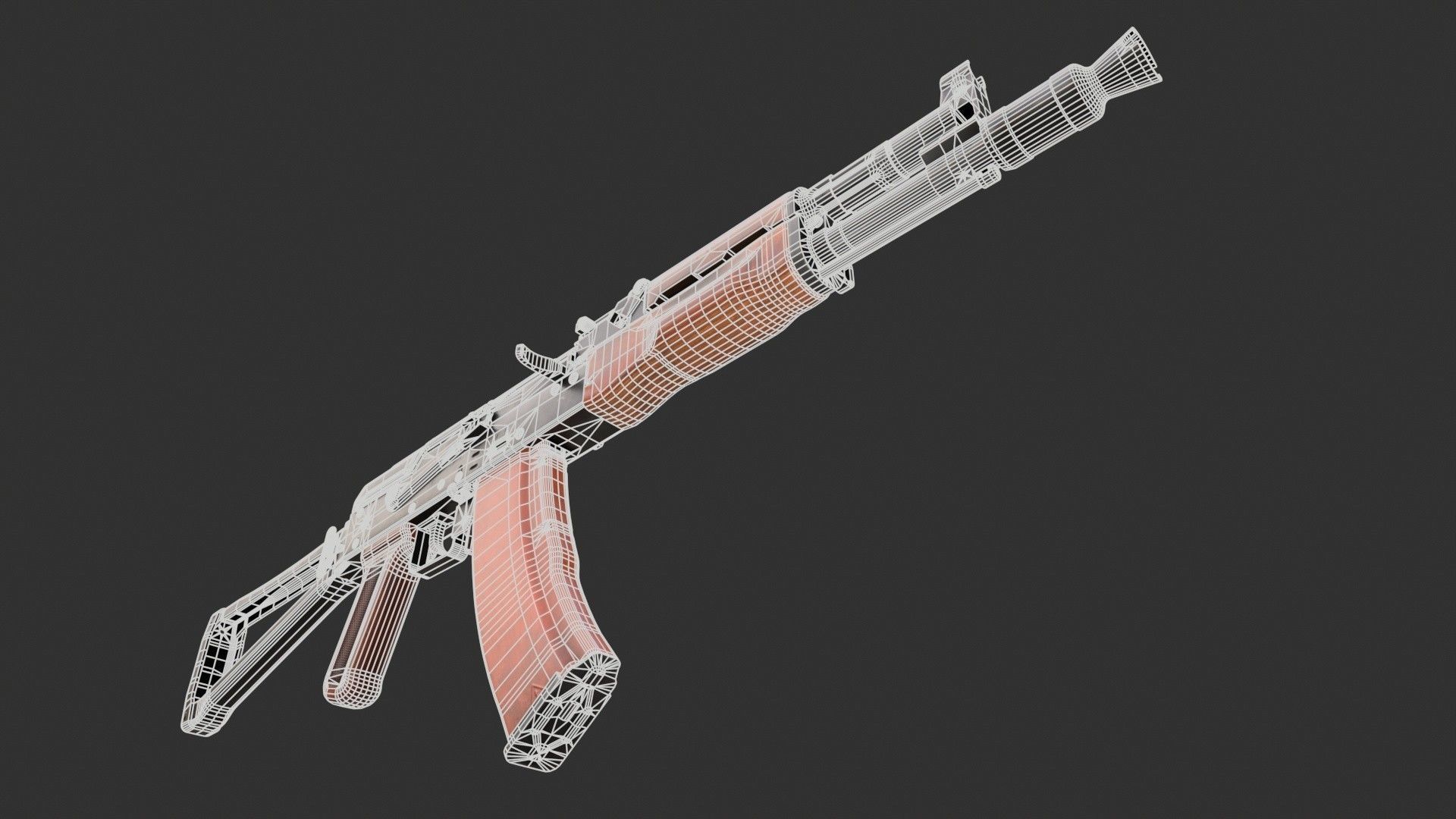 AK-47 Assault Rifle PBR Low-poly 3D model_16