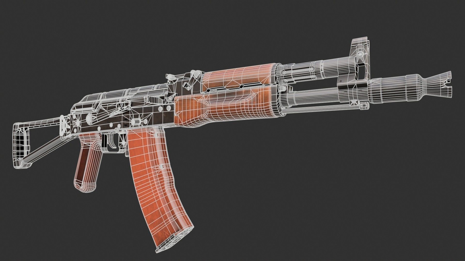 AK-47 Assault Rifle PBR Low-poly 3D model_11