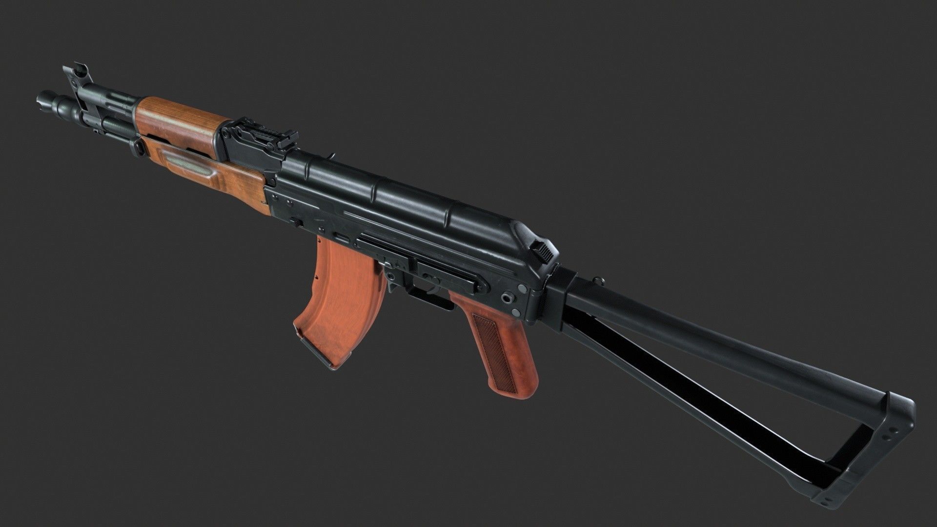 AK-47 Assault Rifle PBR Low-poly 3D model_3