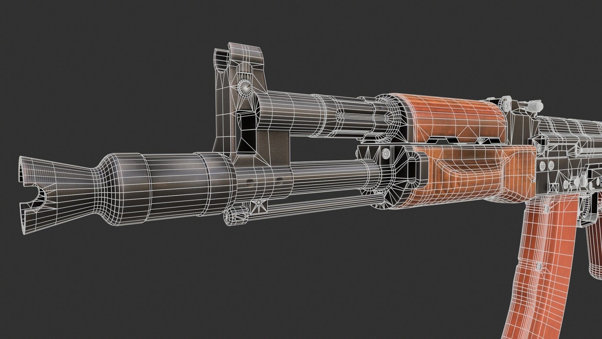 AK-47 Assault Rifle PBR Low-poly 3D model_13