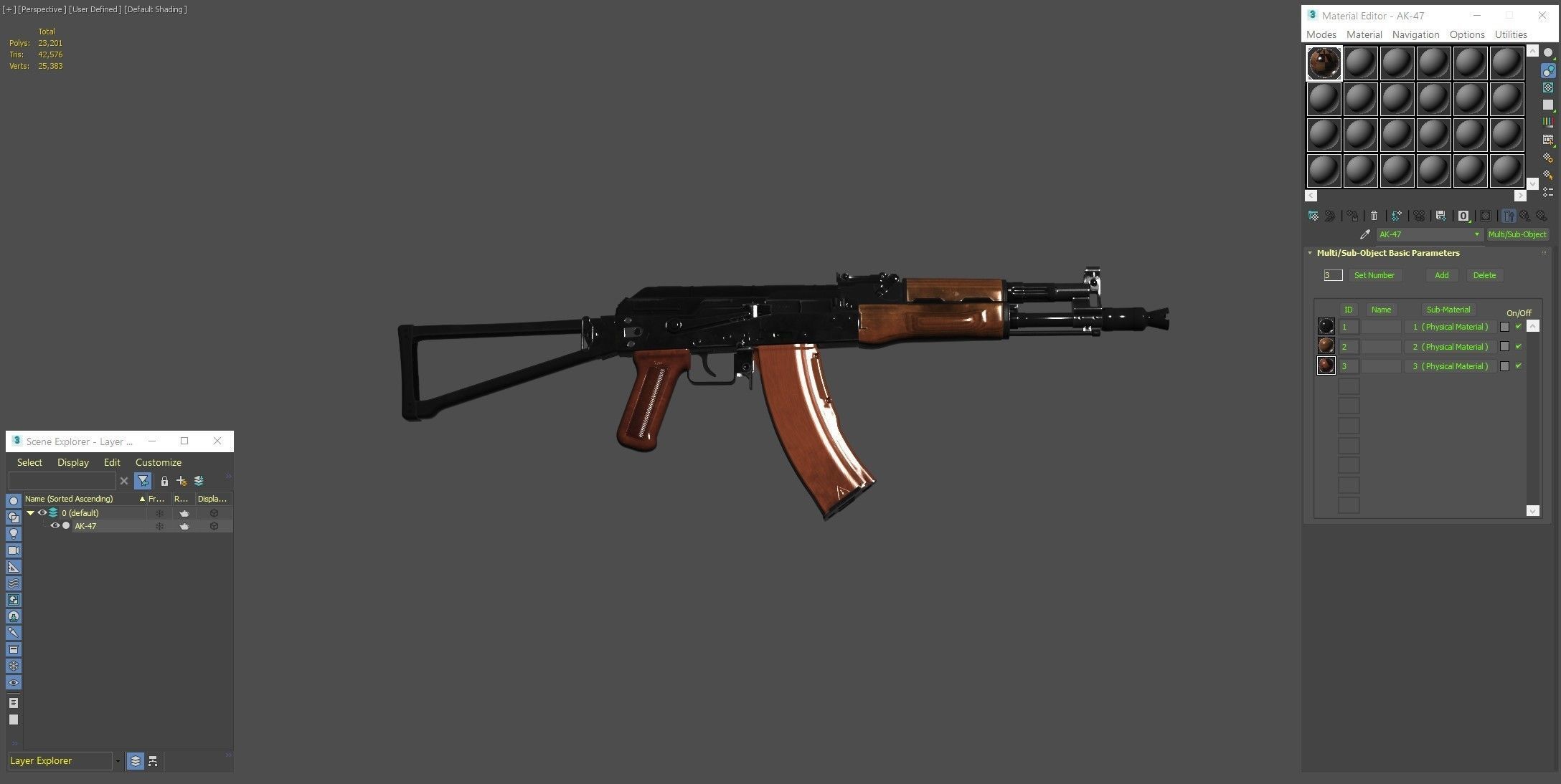 AK-47 Assault Rifle PBR Low-poly 3D model_17