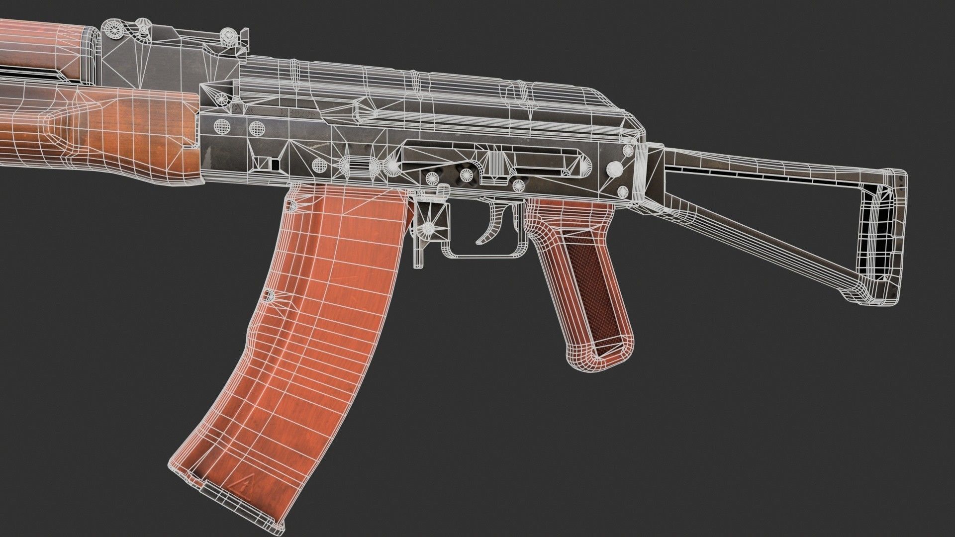 AK-47 Assault Rifle PBR Low-poly 3D model_14