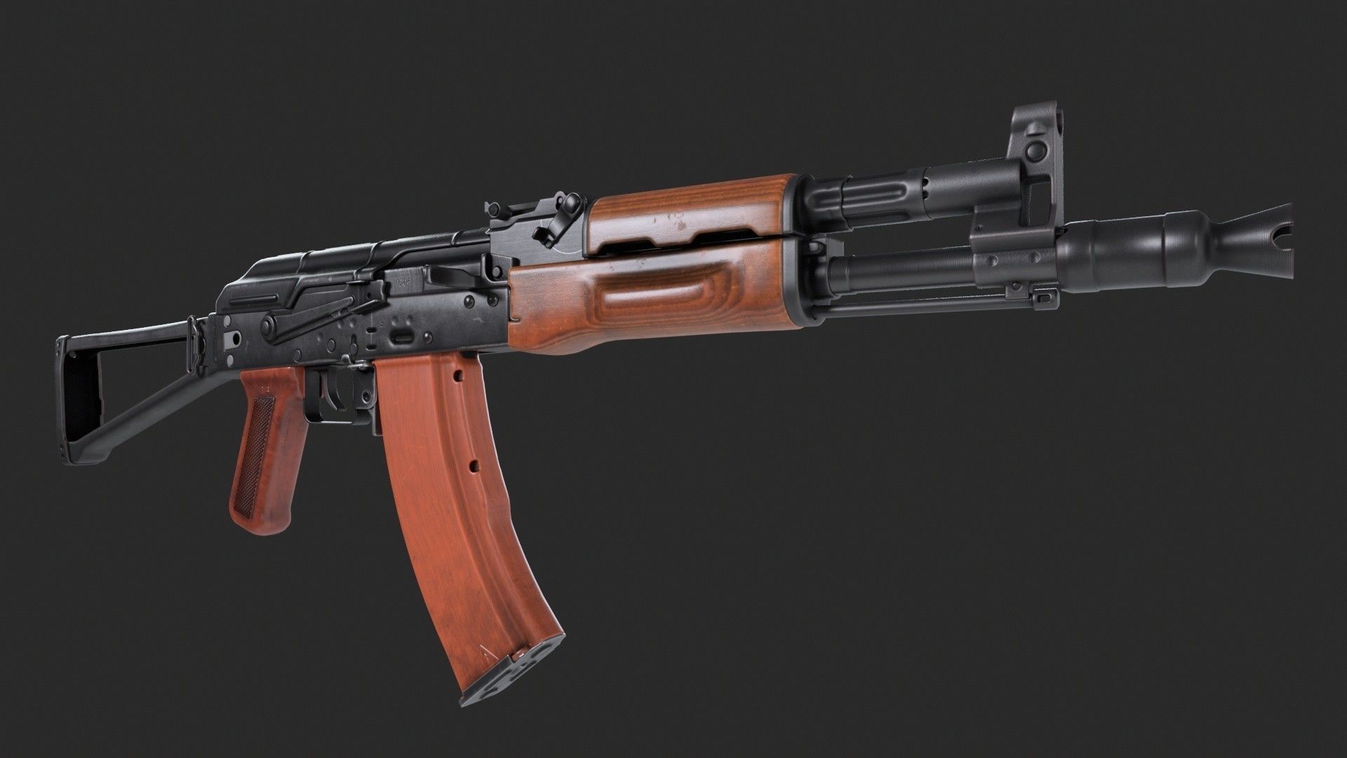AK-47 Assault Rifle PBR Low-poly 3D model_1