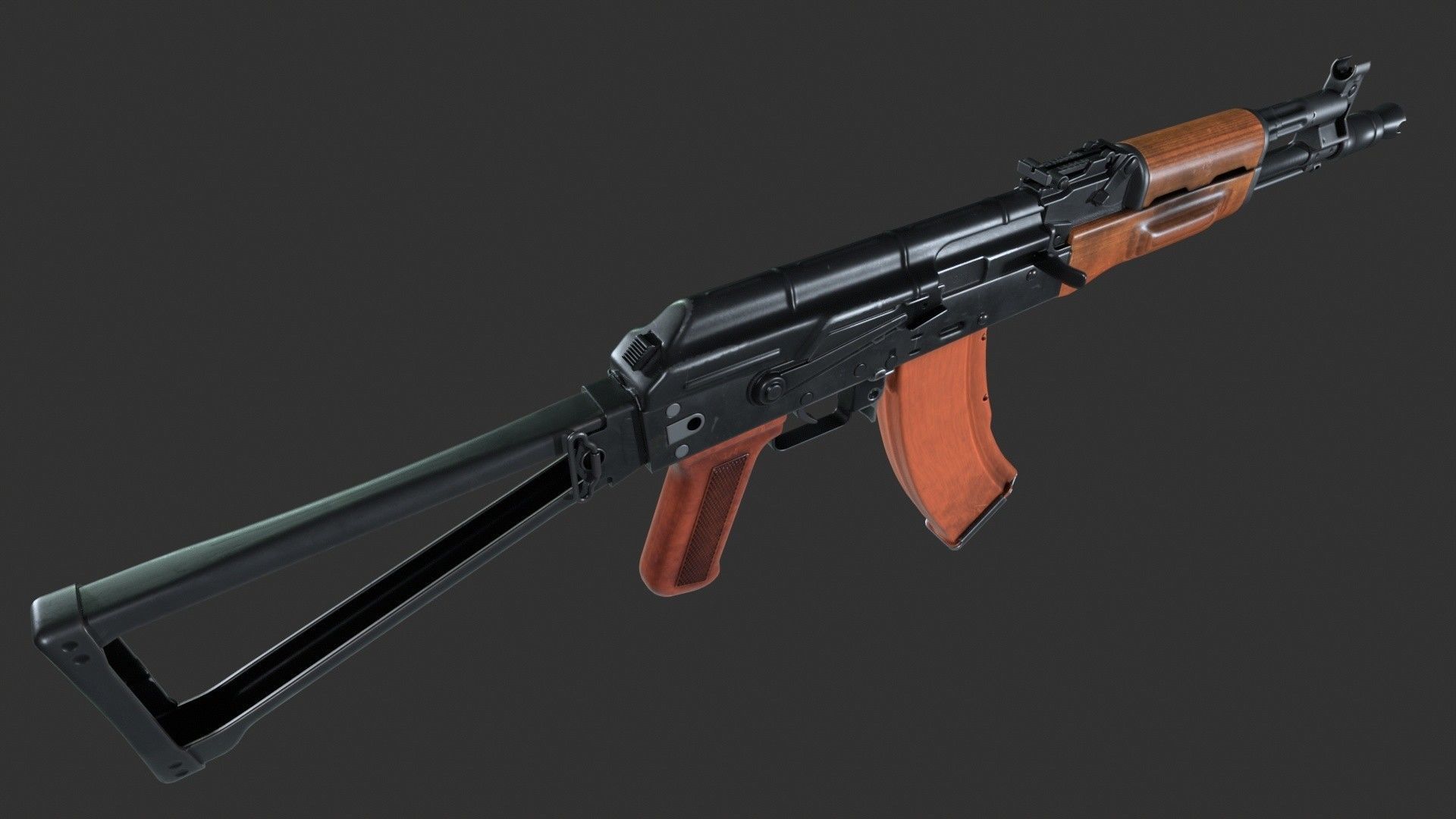 AK-47 Assault Rifle PBR Low-poly 3D model_5