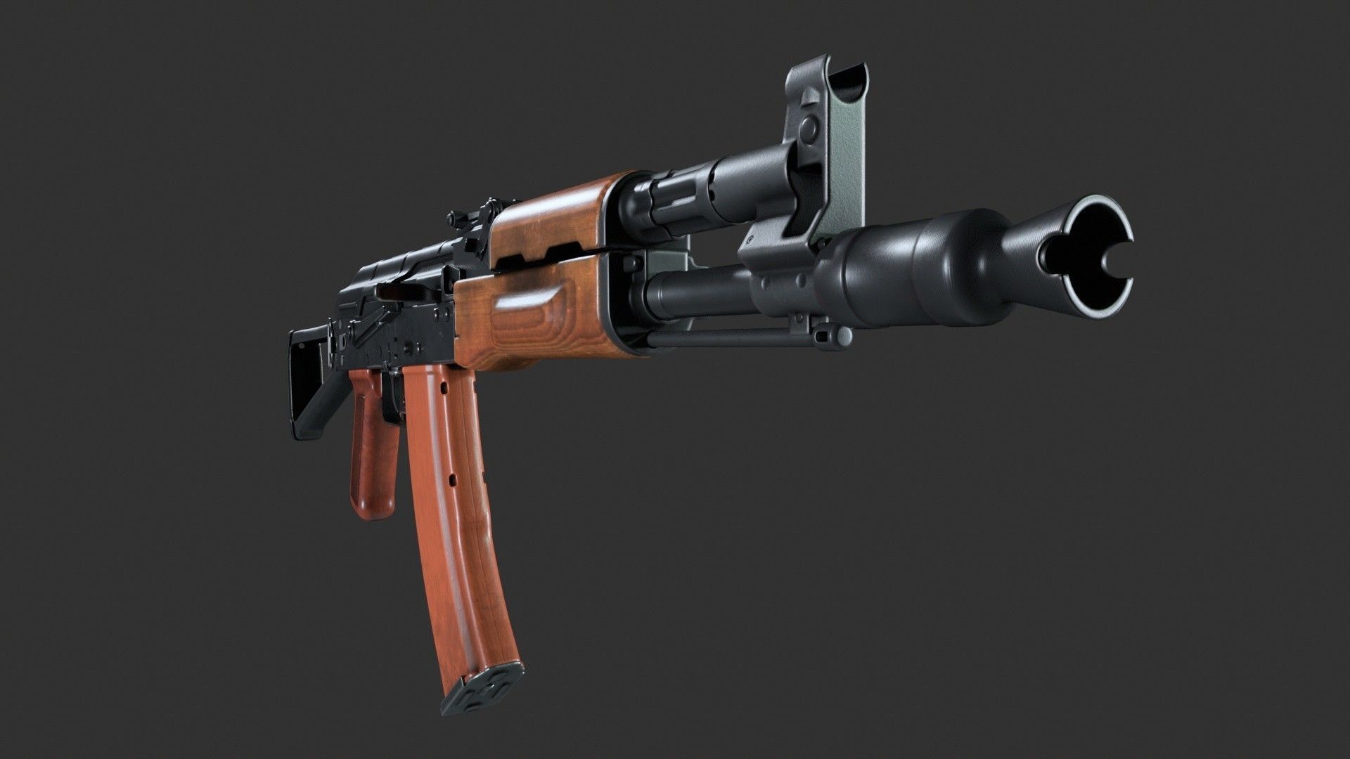 AK-47 Assault Rifle PBR Low-poly 3D model_7