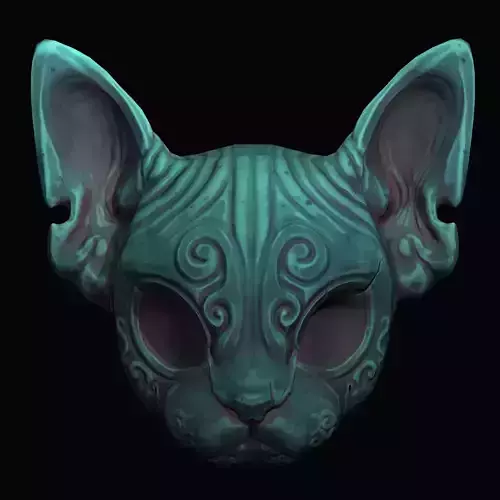 Sphynx Cat mask - PBr Low-poly 3D model