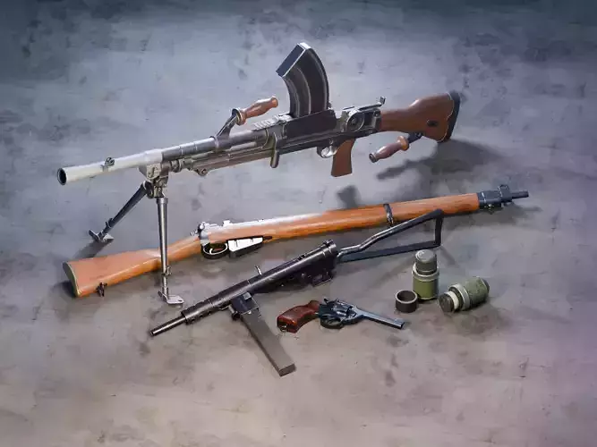 British WWII Weapons Pack - Midpoly Game and VFX-Ready