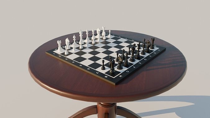 Chess Board and Pieces Low-poly 3D model