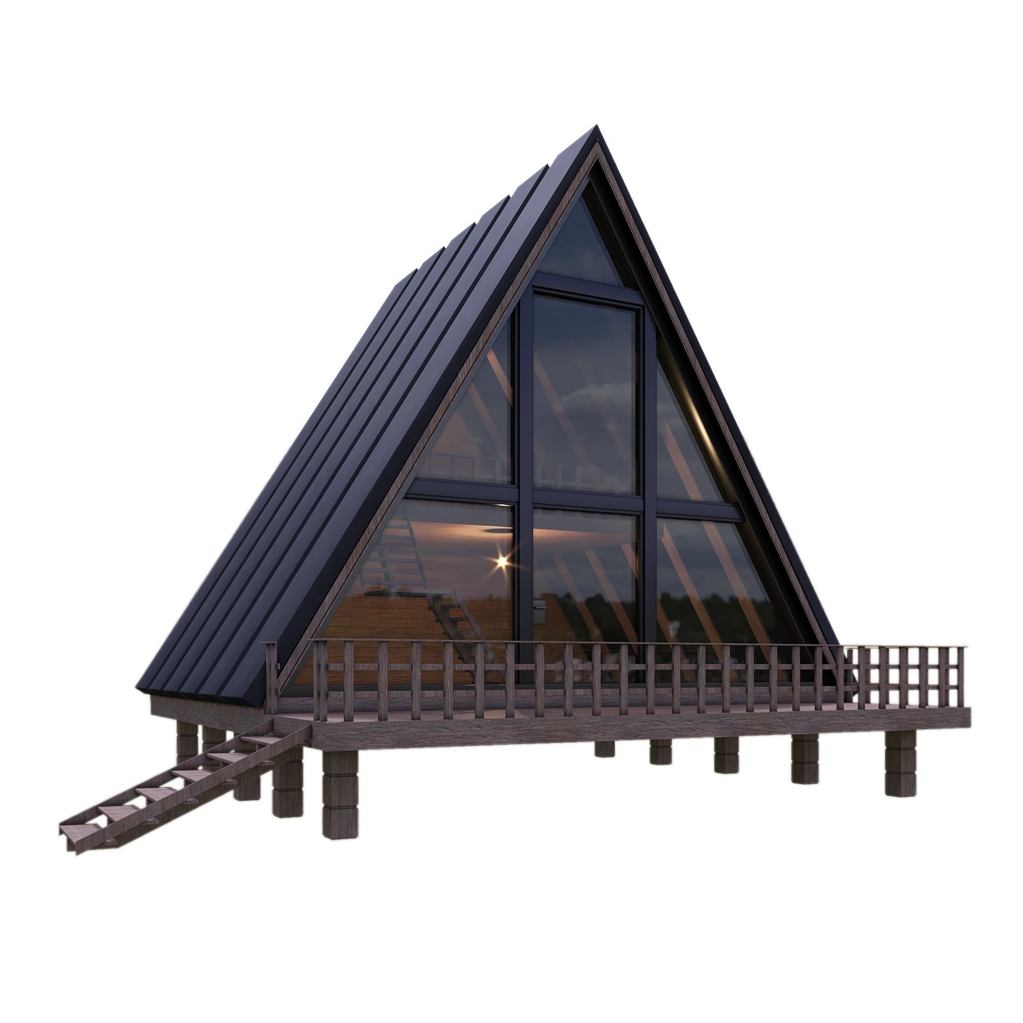 A-frame house 3D model_2