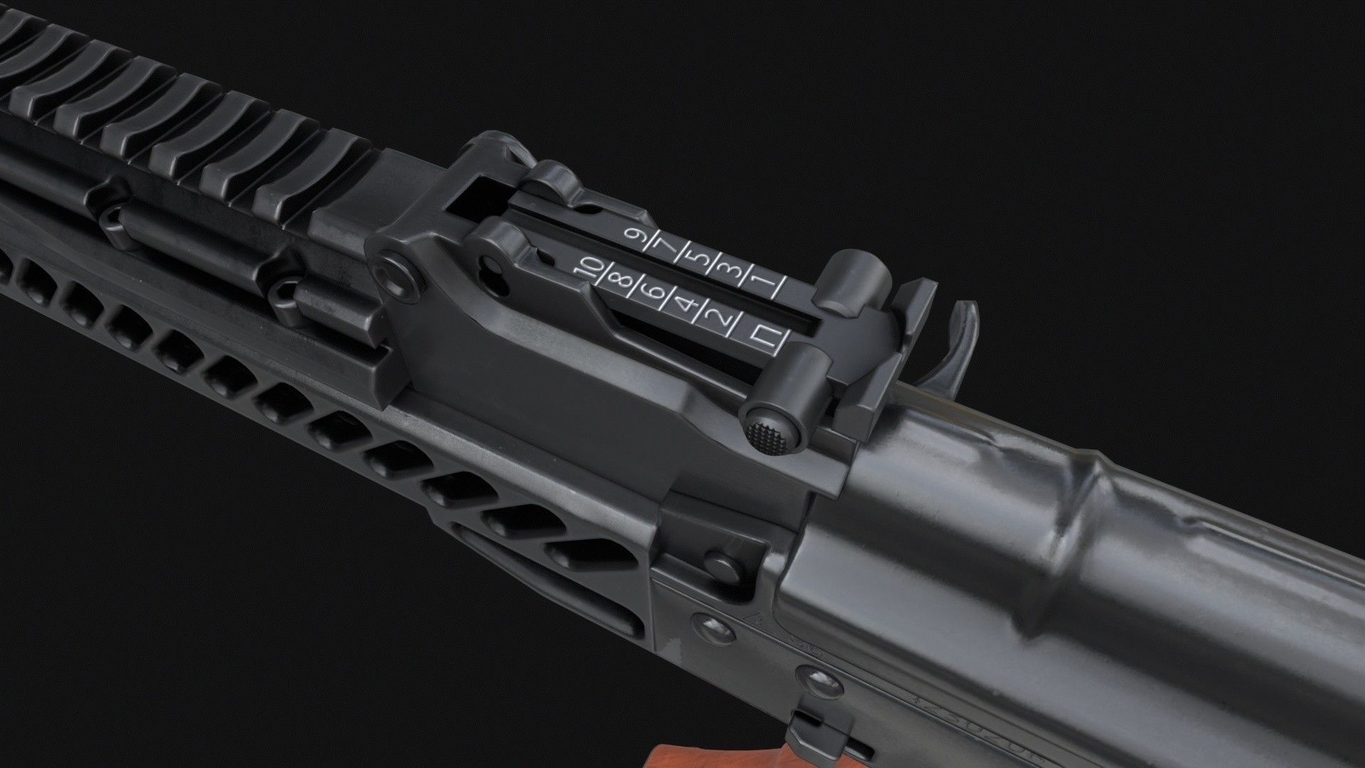 AKM-S Assault Rifle PBR Low-poly 3D model_5