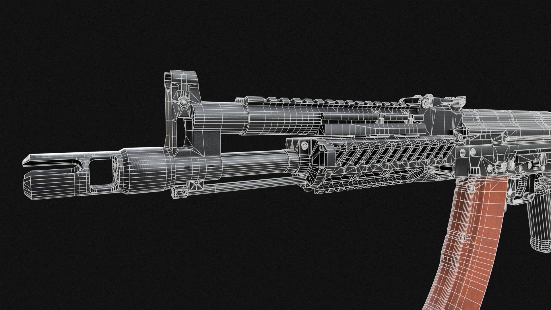 AKM-S Assault Rifle PBR Low-poly 3D model_13