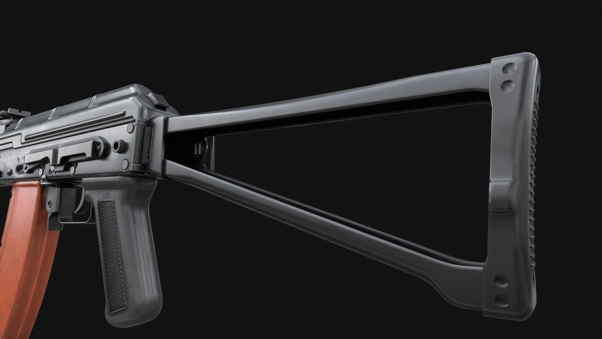 AKM-S Assault Rifle PBR Low-poly 3D model_8