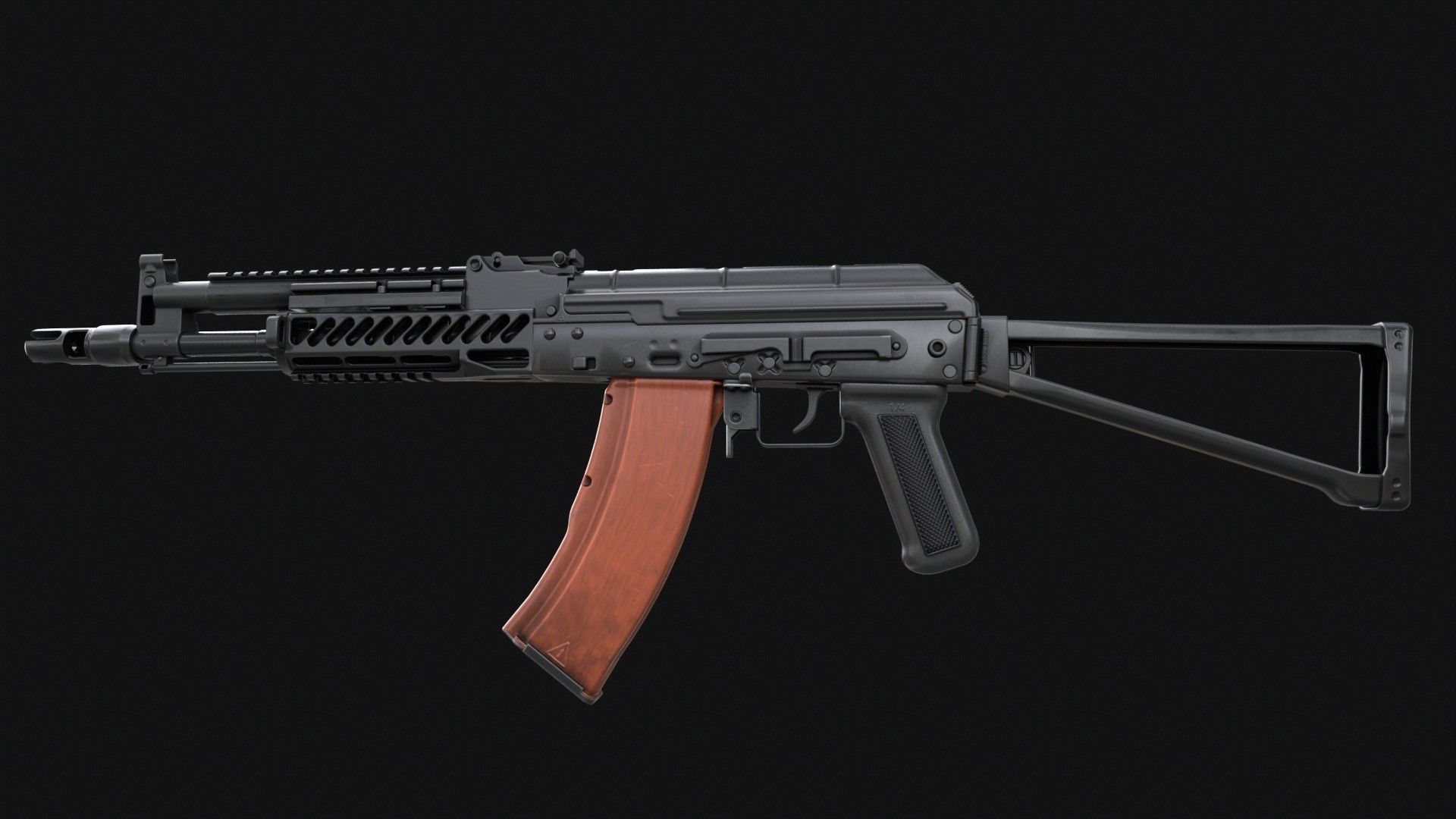 AKM-S Assault Rifle PBR Low-poly 3D model_2