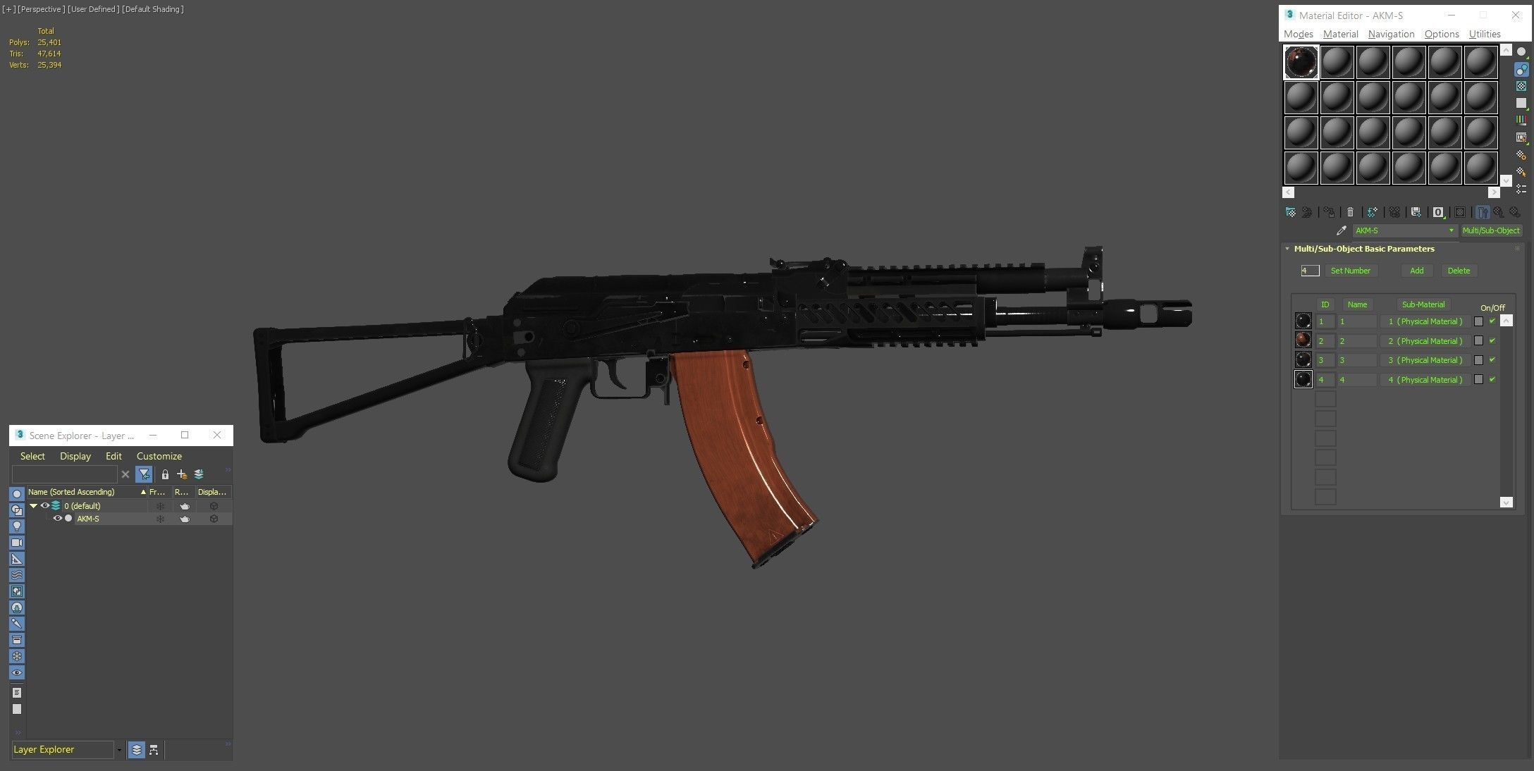 AKM-S Assault Rifle PBR Low-poly 3D model_18