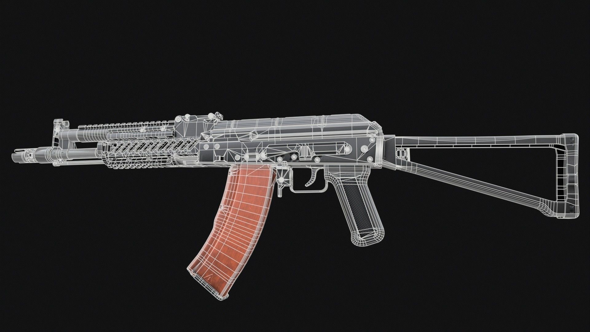AKM-S Assault Rifle PBR Low-poly 3D model_12