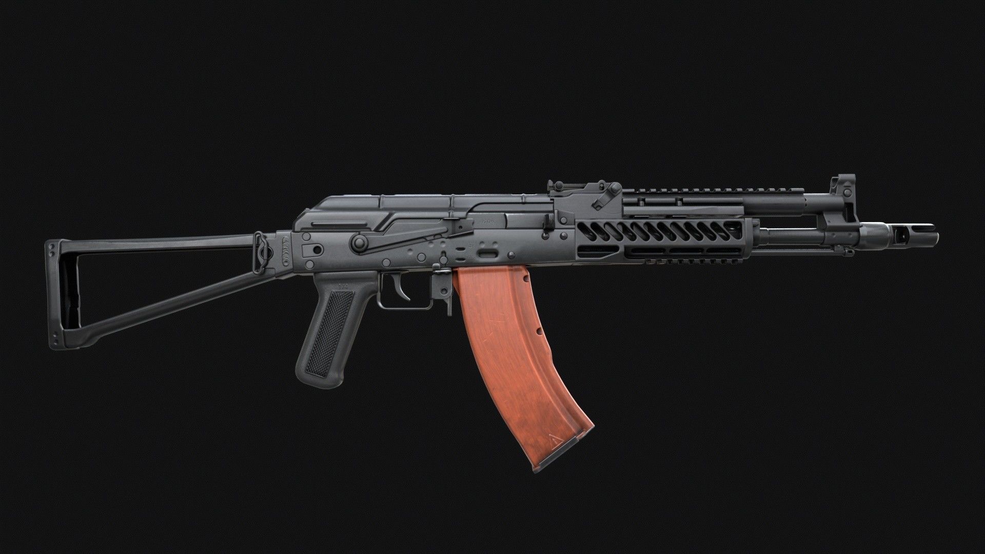 AKM-S Assault Rifle PBR Low-poly 3D model_3