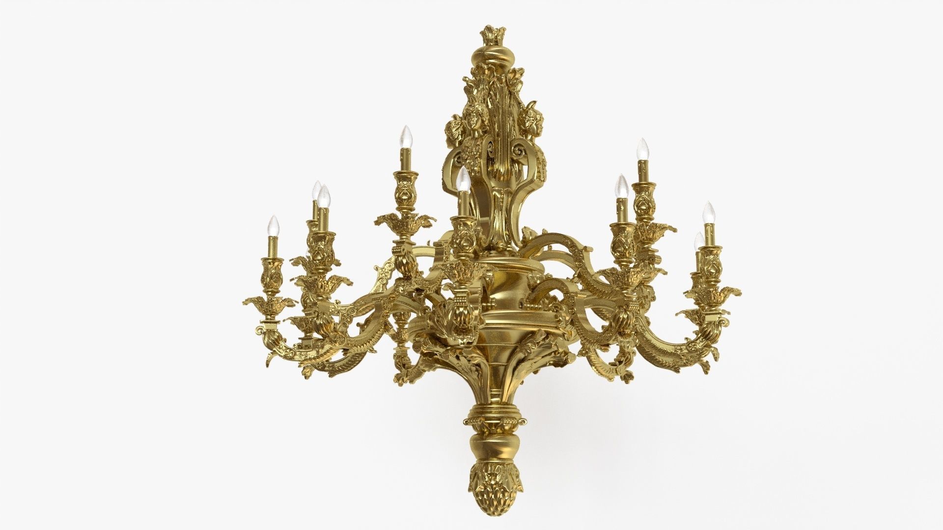 Classic bronze chandelier 0014 3D model_1