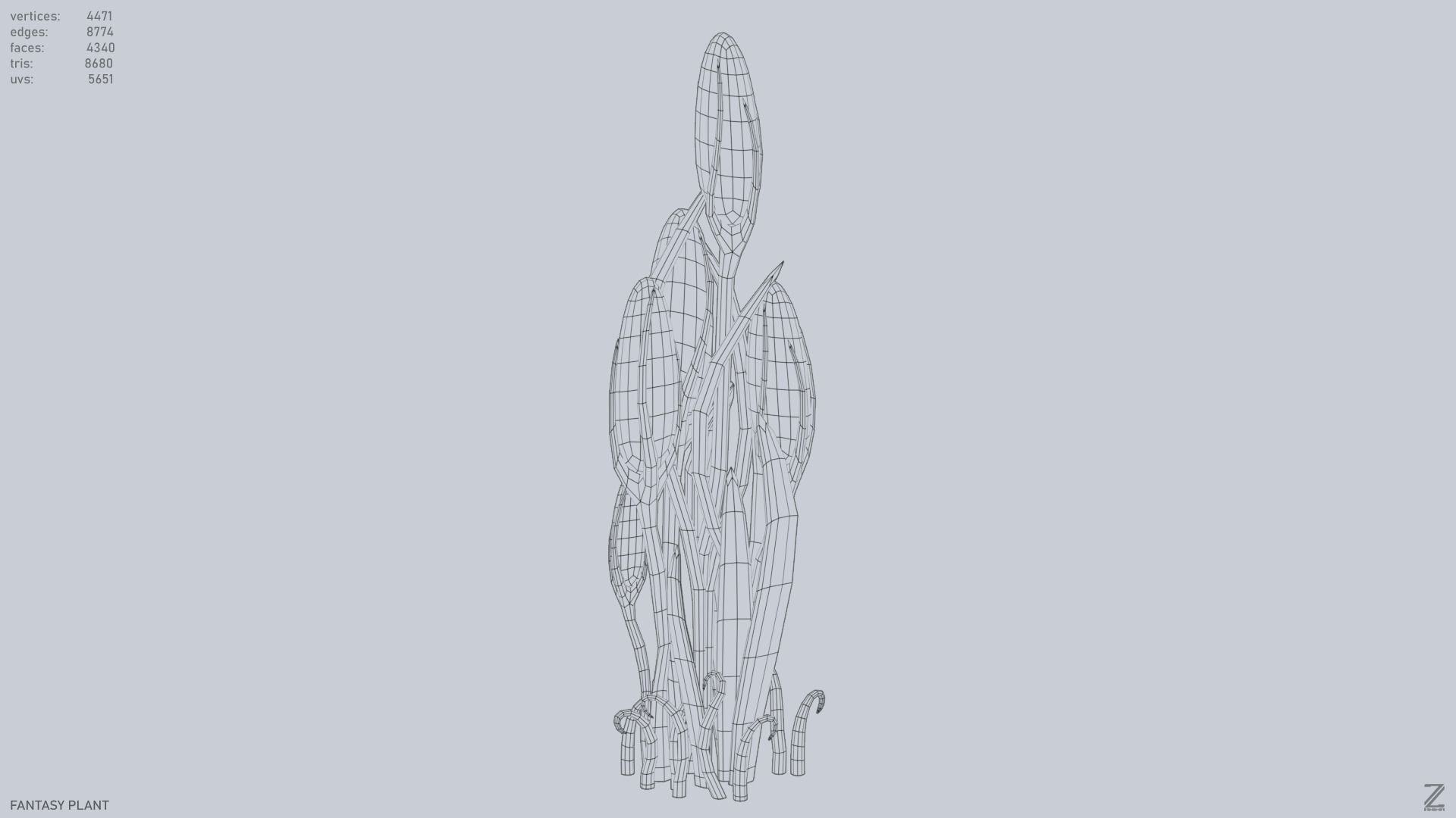 Fantasy plant Low-poly 3D model_9