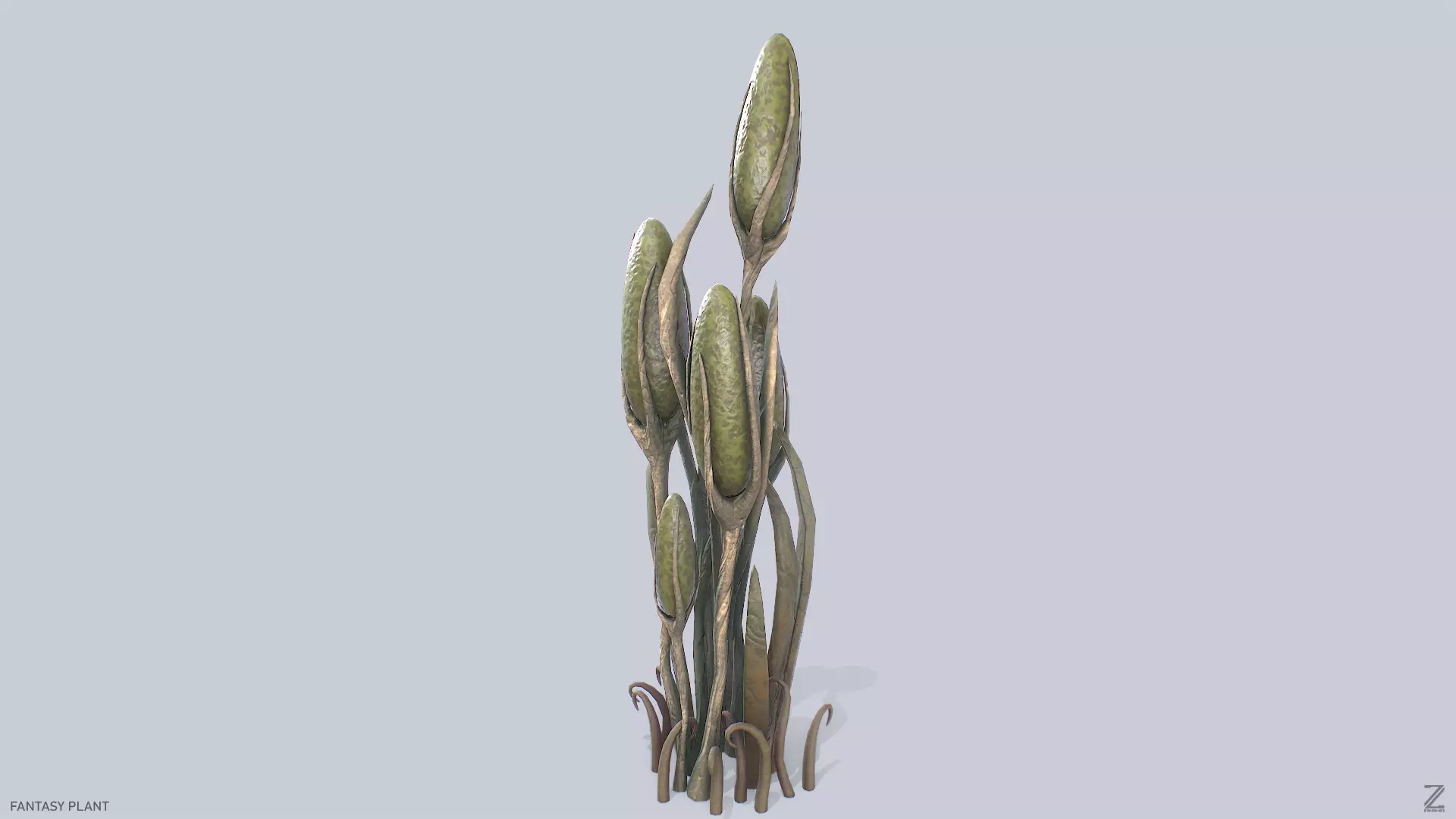 Fantasy plant Low-poly 3D model_0