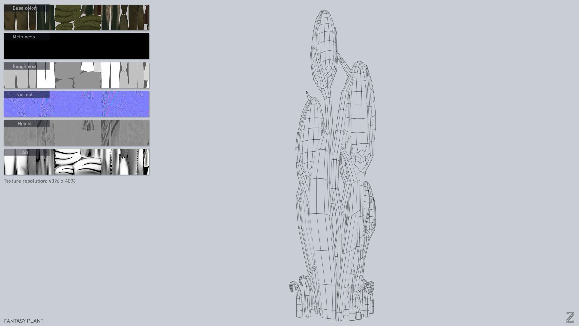 Fantasy plant Low-poly 3D model_3