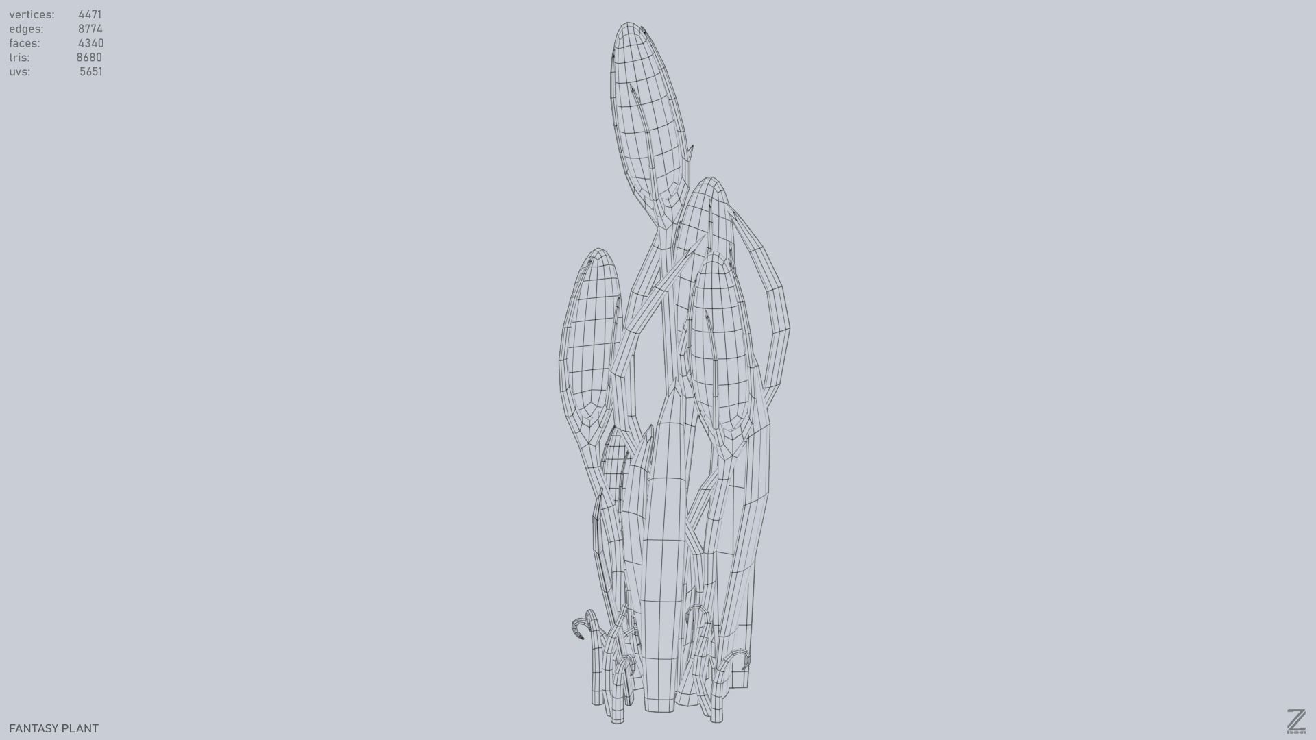 Fantasy plant Low-poly 3D model_11