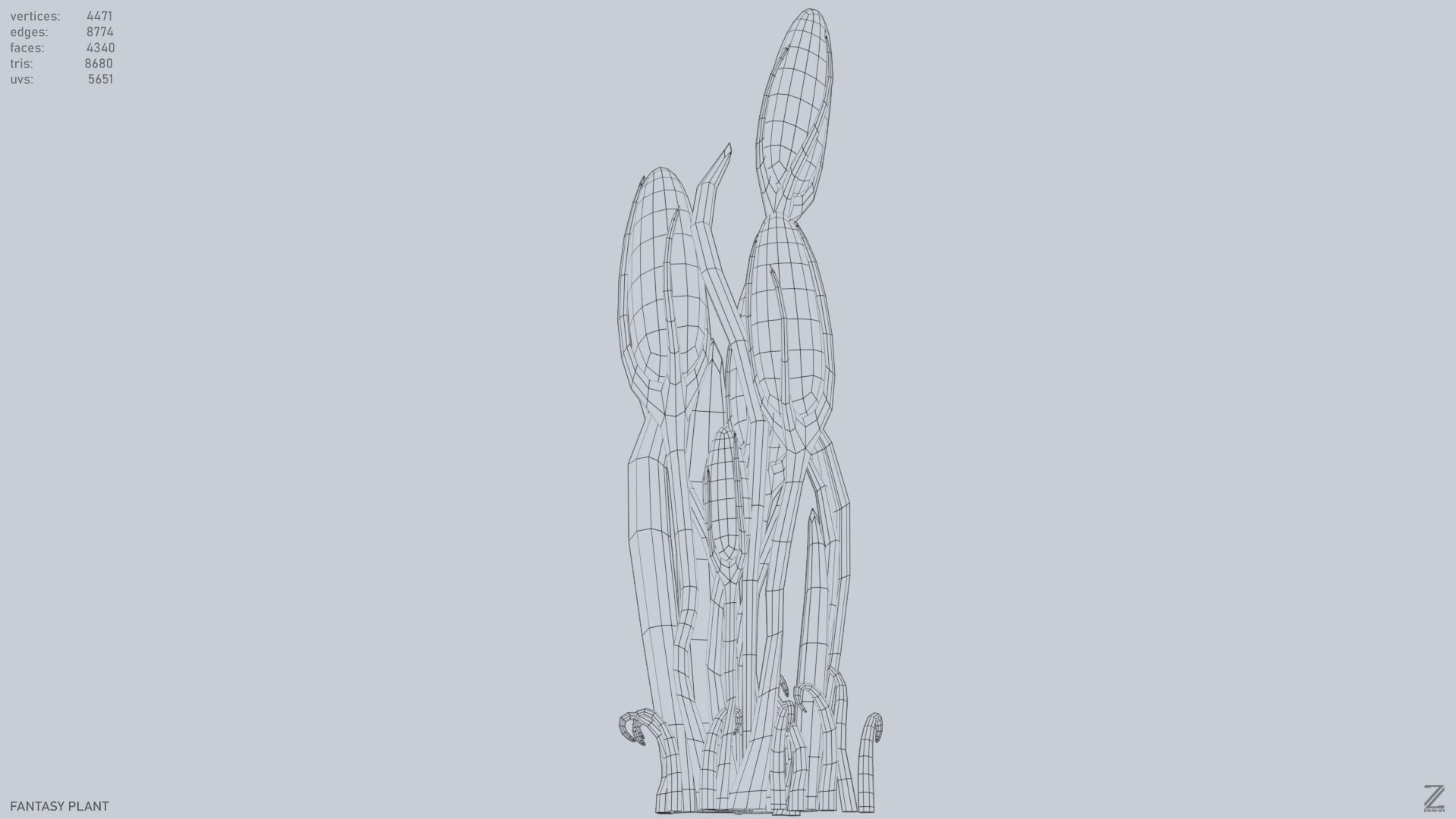 Fantasy plant Low-poly 3D model_13