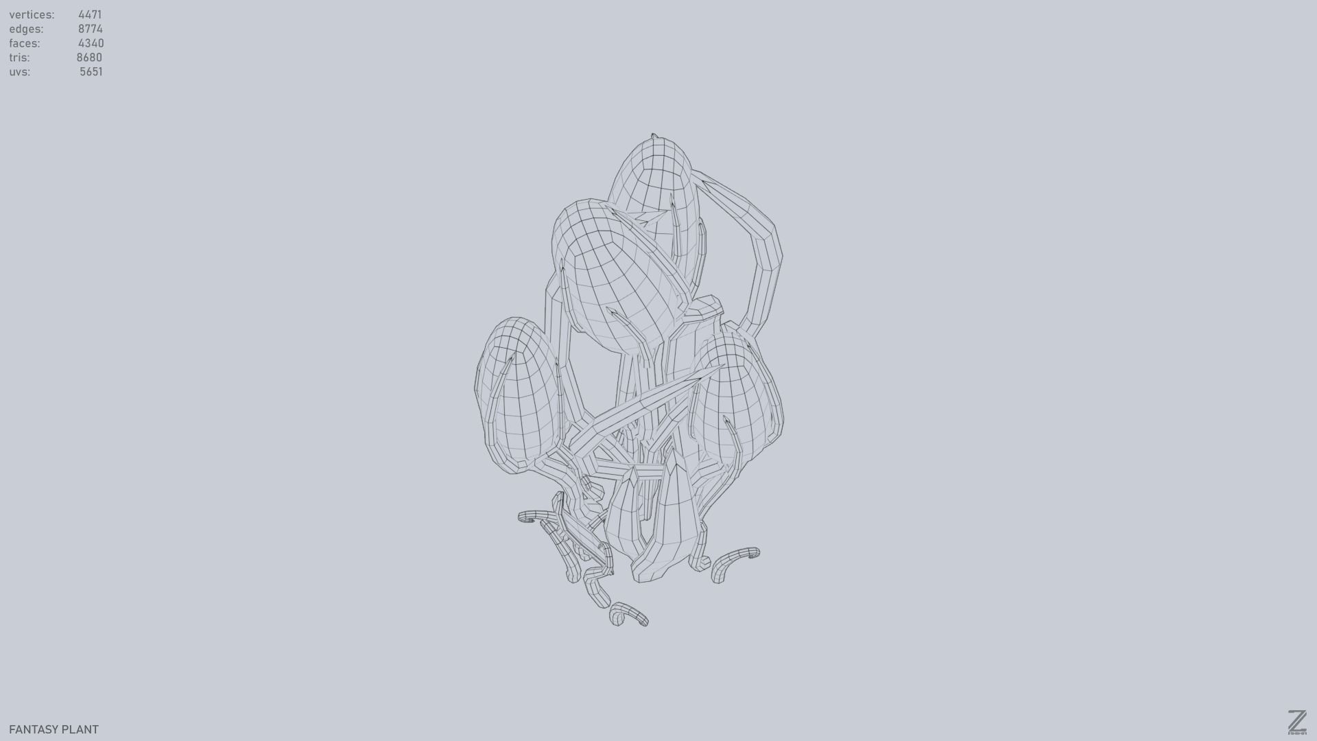 Fantasy plant Low-poly 3D model_12