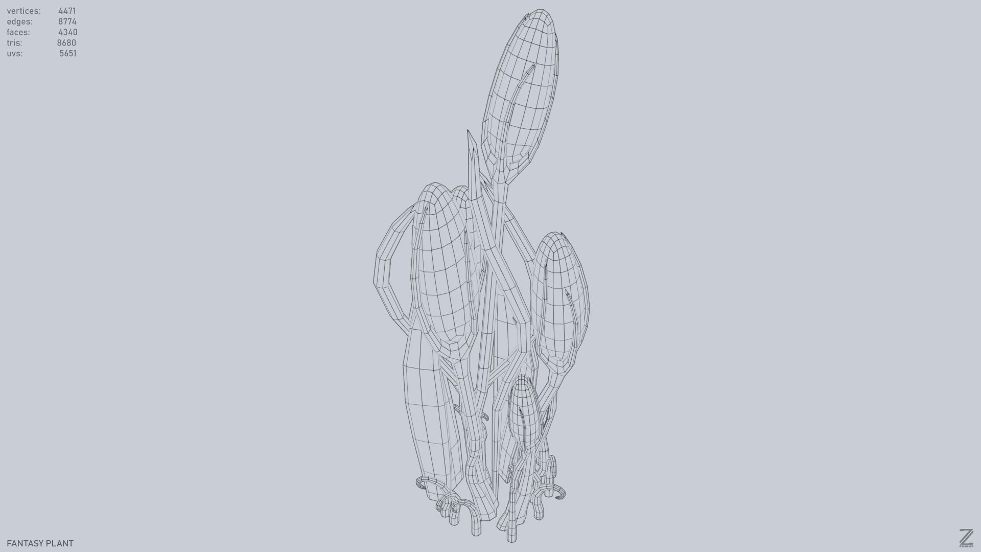 Fantasy plant Low-poly 3D model_14