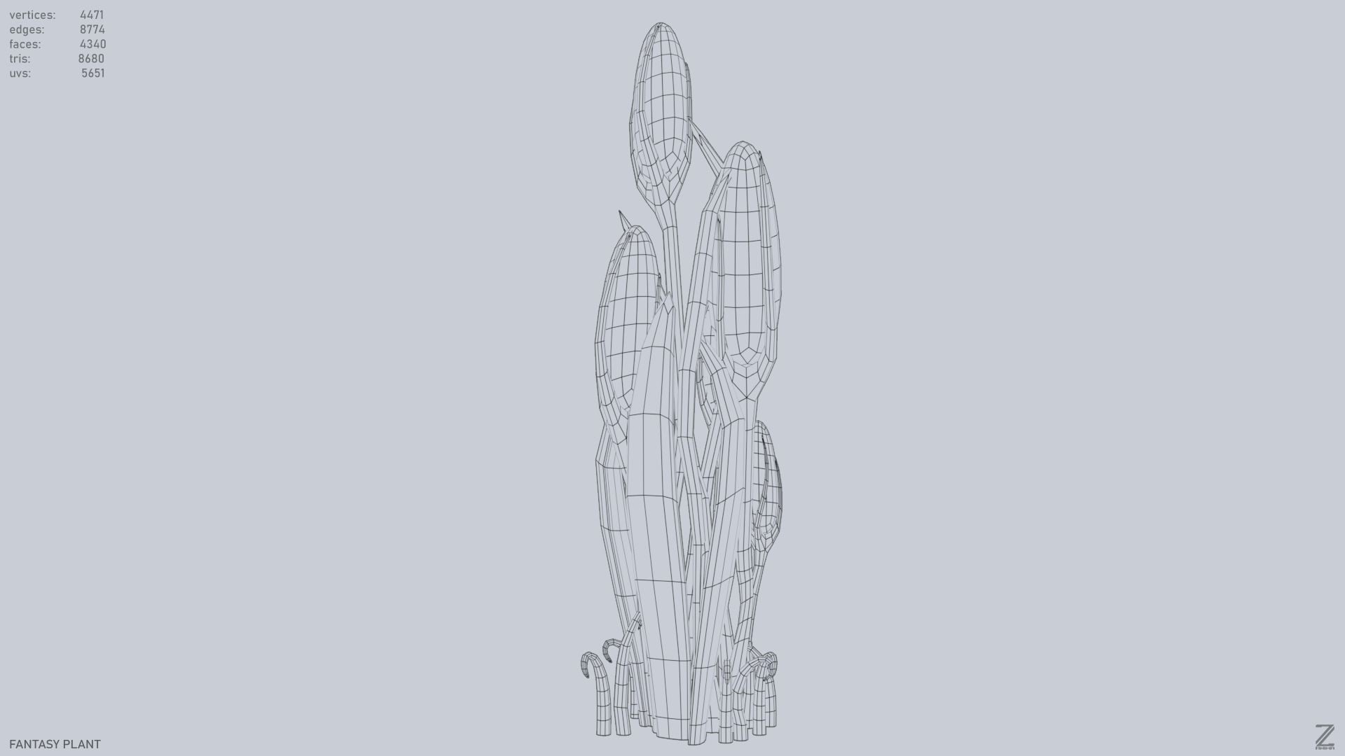 Fantasy plant Low-poly 3D model_15