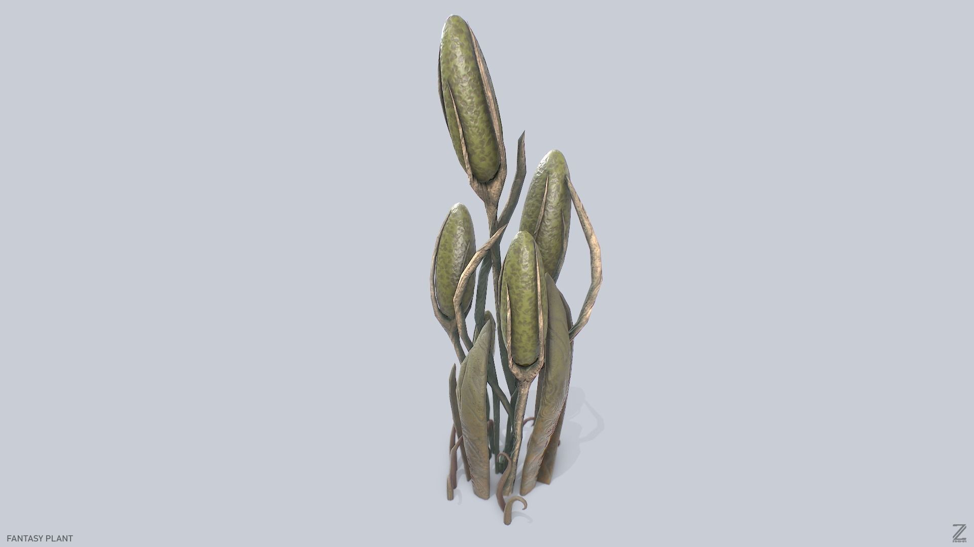 Fantasy plant Low-poly 3D model_5