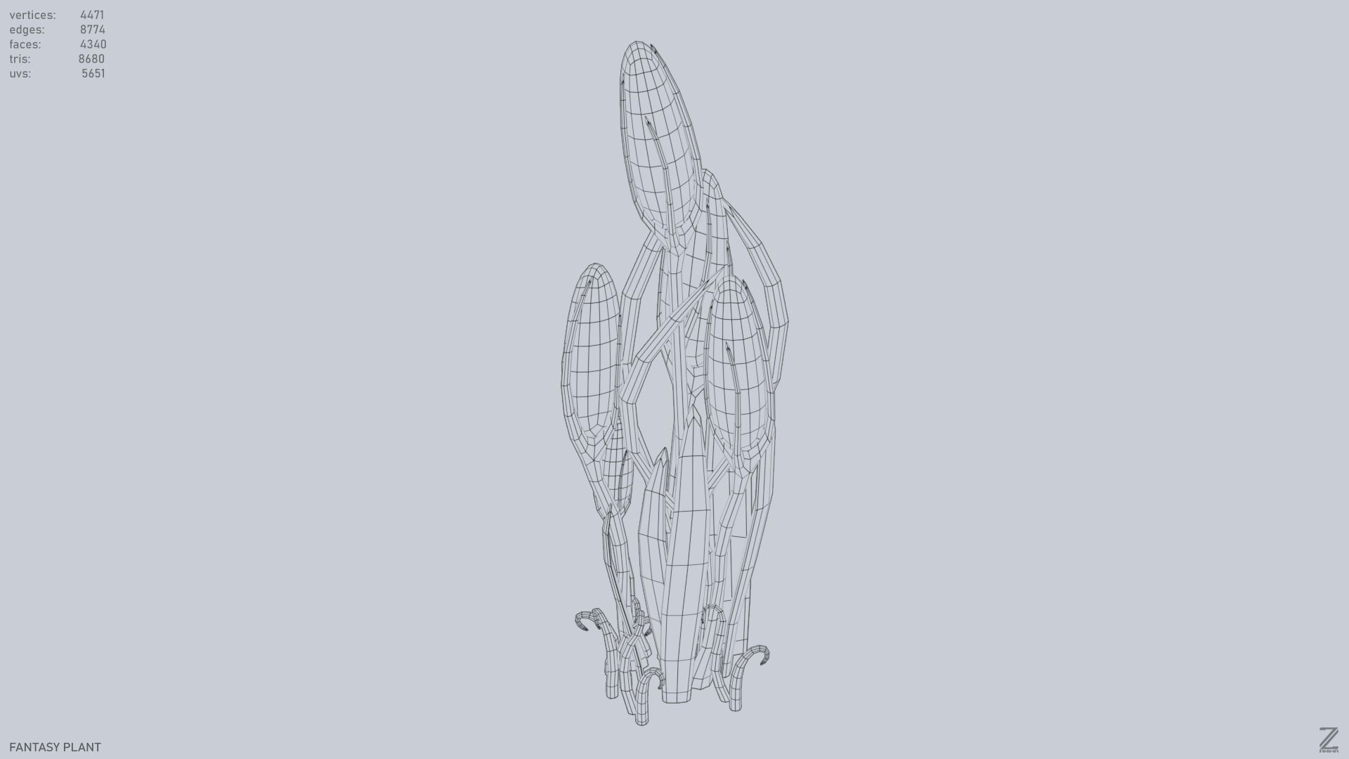 Fantasy plant Low-poly 3D model_10