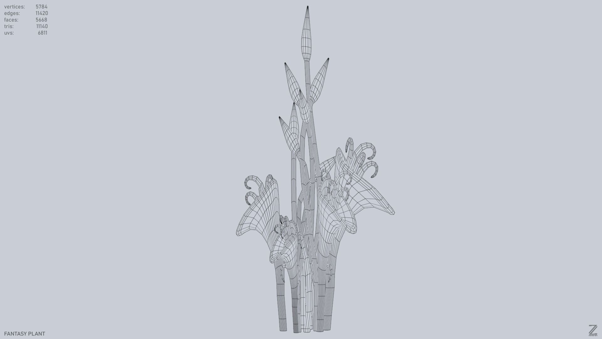 Fantasy plant Low-poly 3D model_14