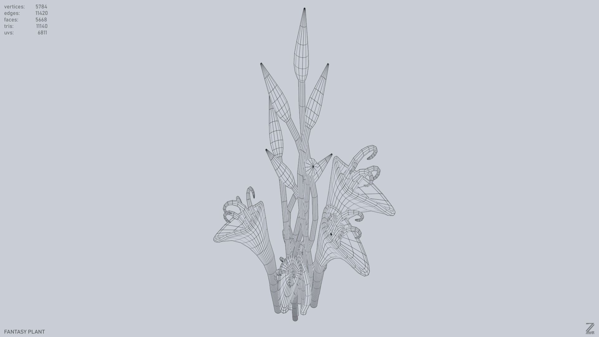 Fantasy plant Low-poly 3D model_11