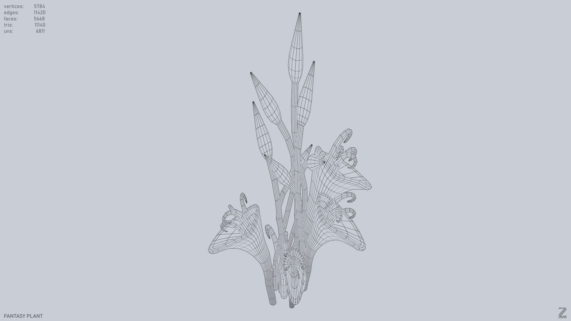Fantasy plant Low-poly 3D model_15