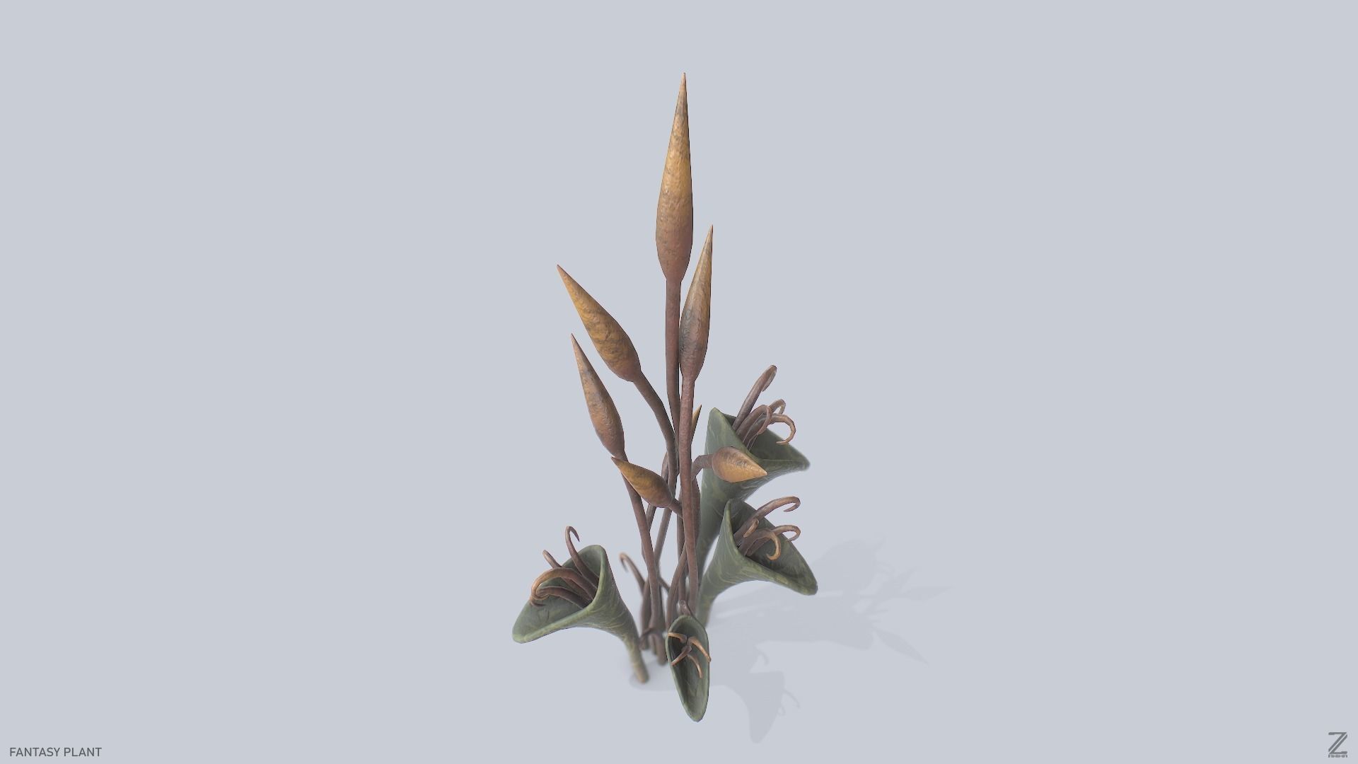 Fantasy plant Low-poly 3D model_7