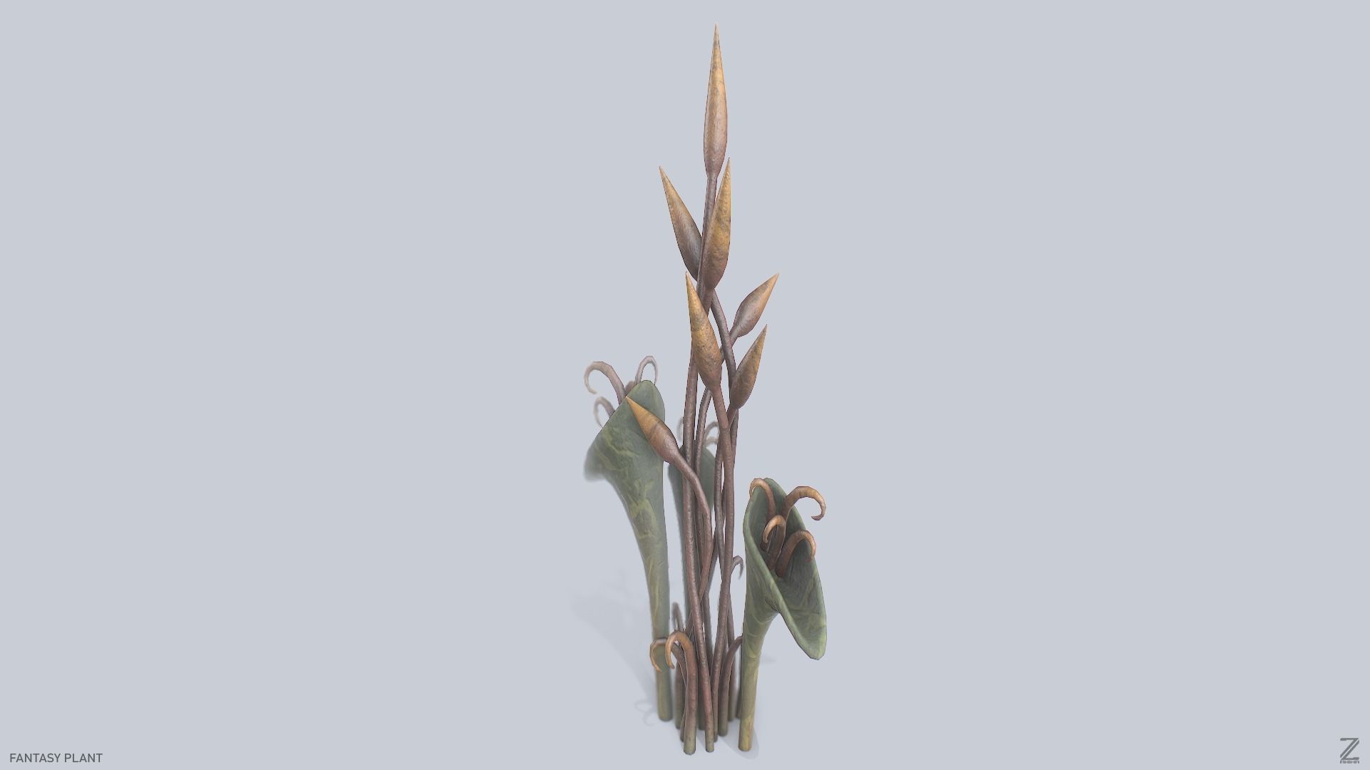 Fantasy plant Low-poly 3D model_5
