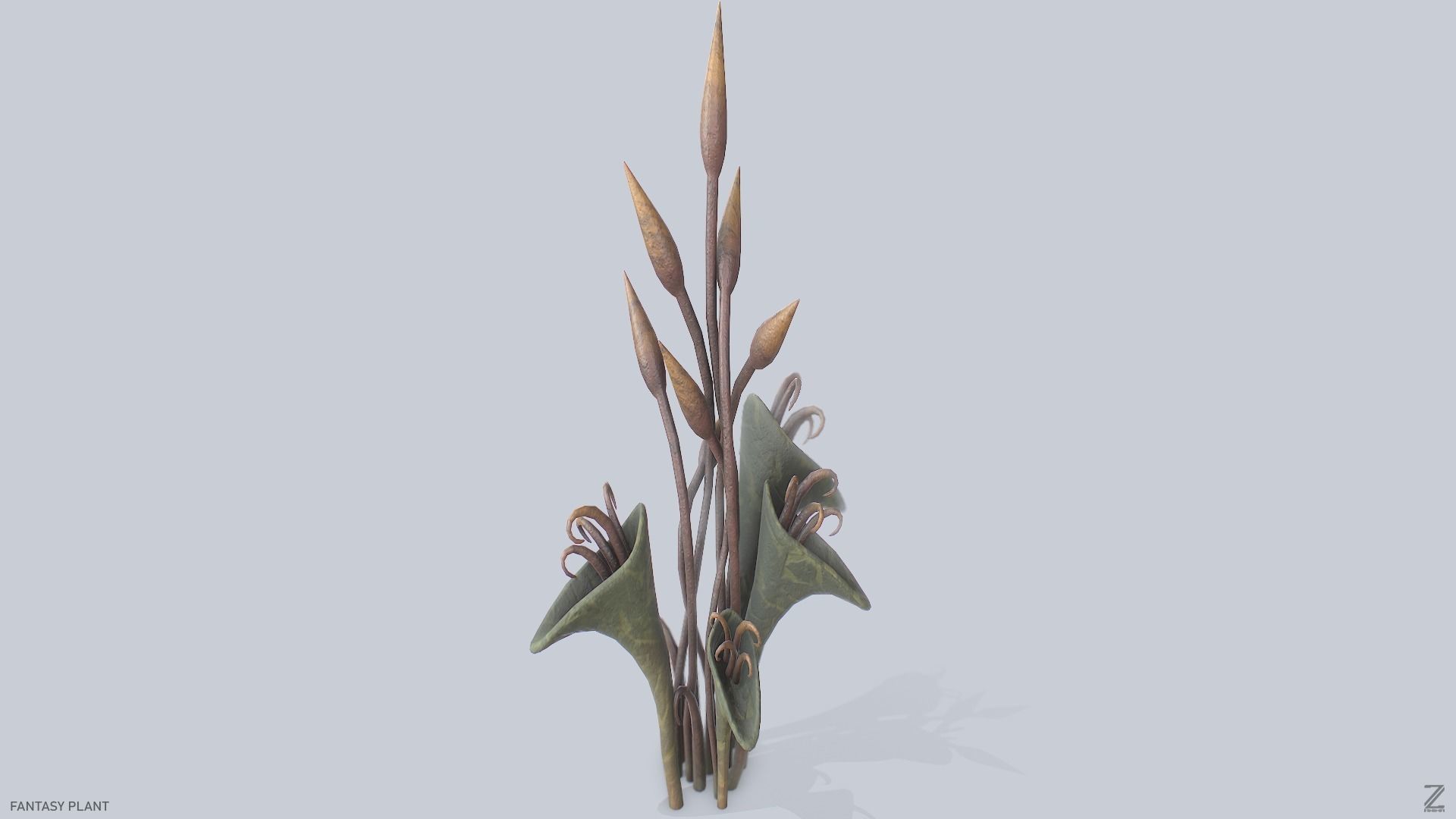 Fantasy plant Low-poly 3D model_6