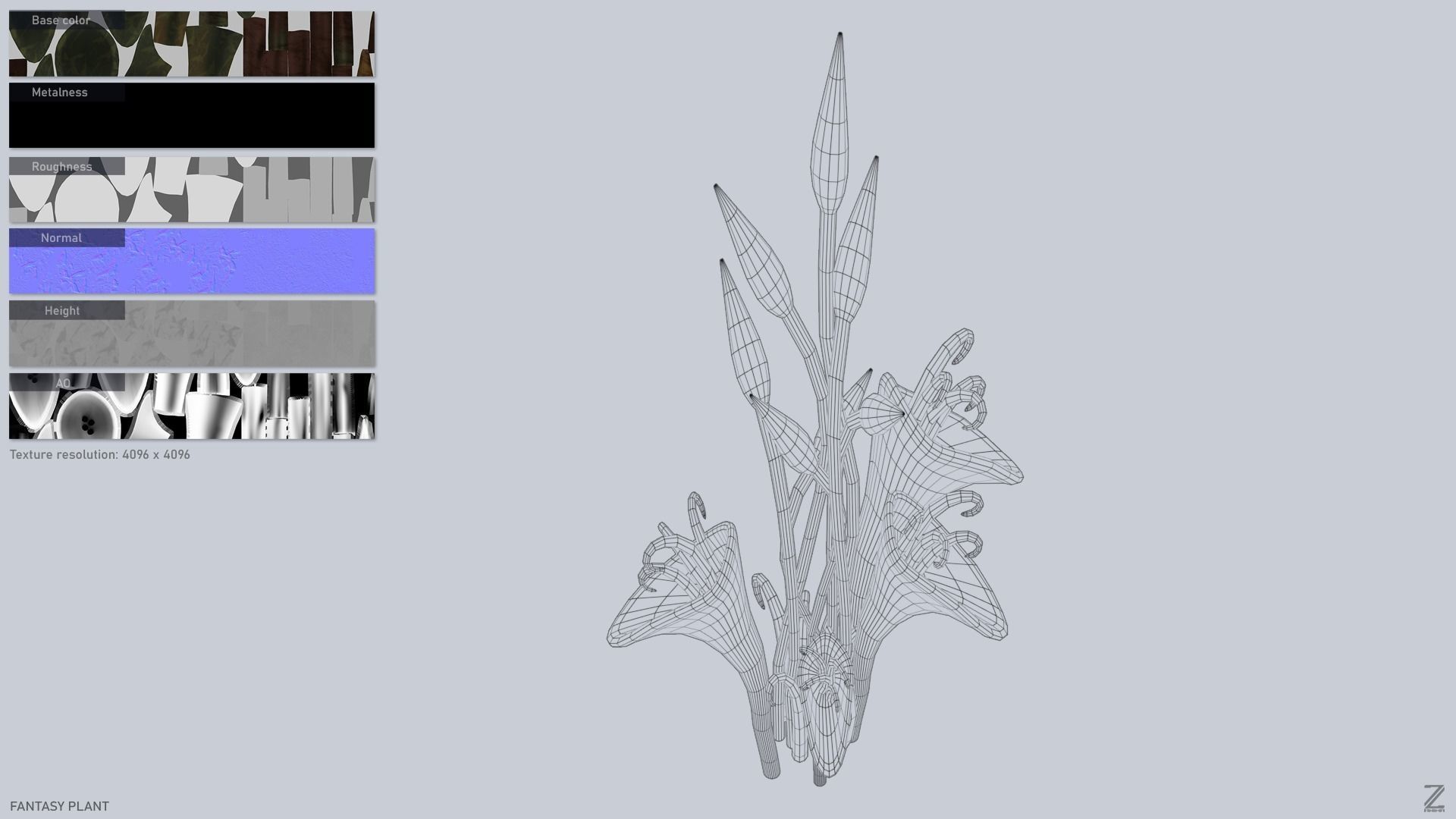 Fantasy plant Low-poly 3D model_3