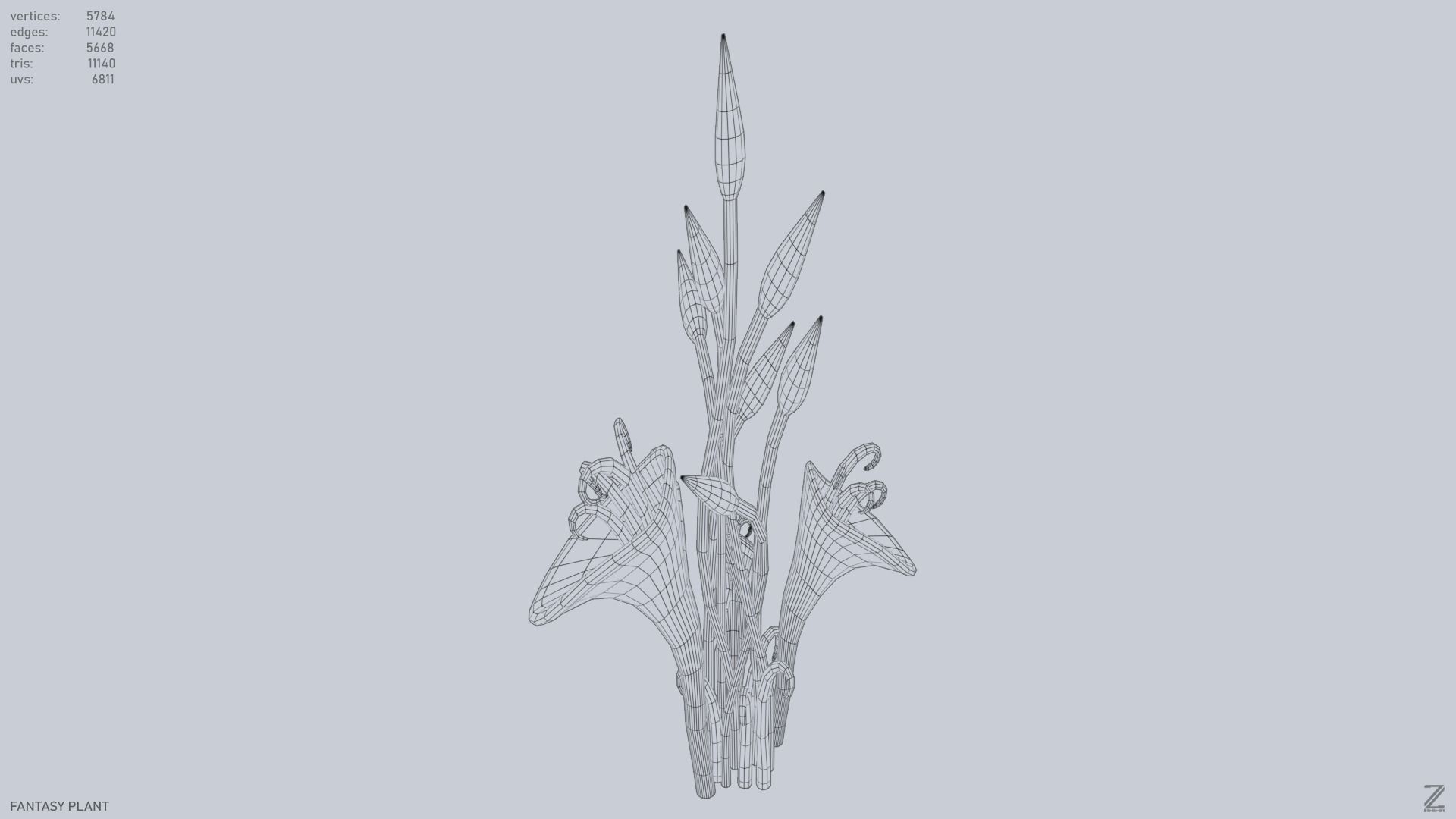 Fantasy plant Low-poly 3D model_13