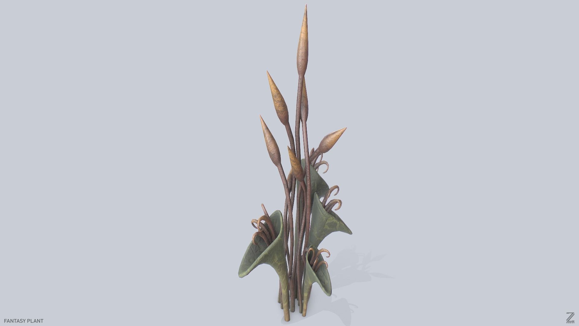 Fantasy plant Low-poly 3D model_2