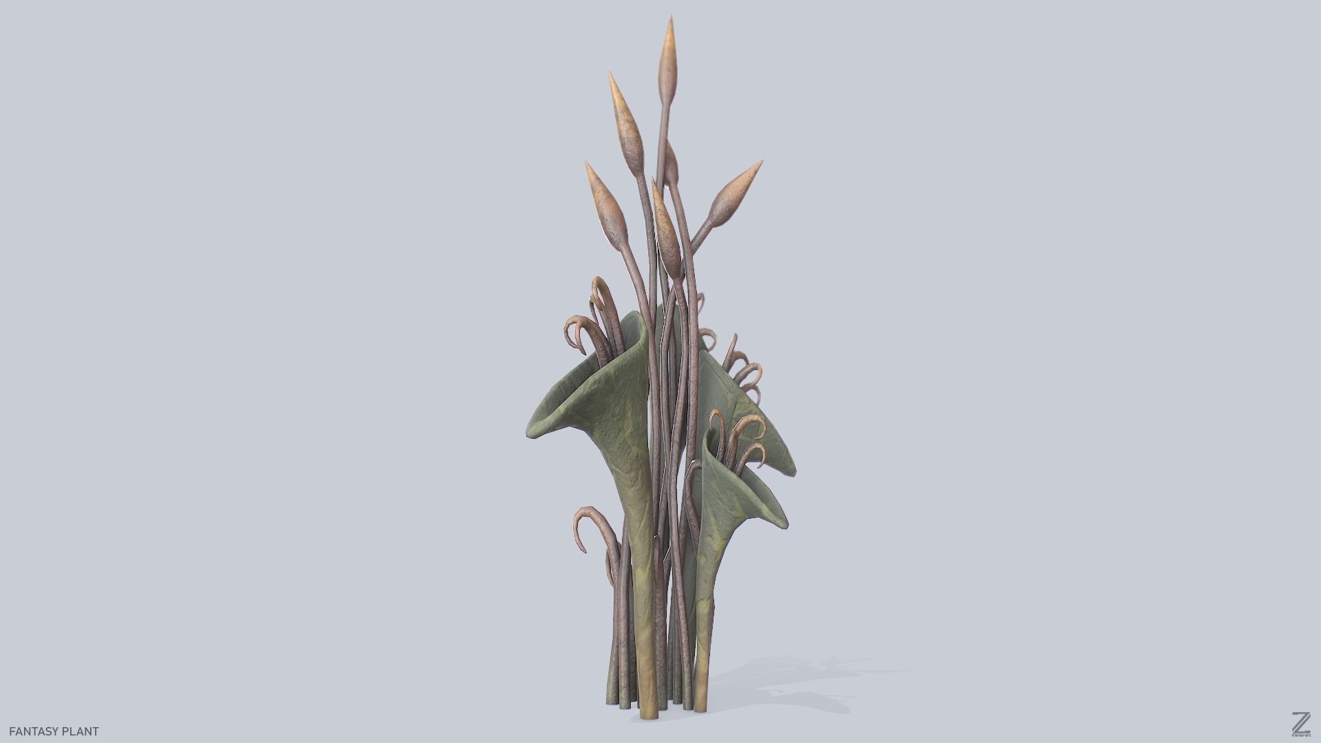Fantasy plant Low-poly 3D model_4