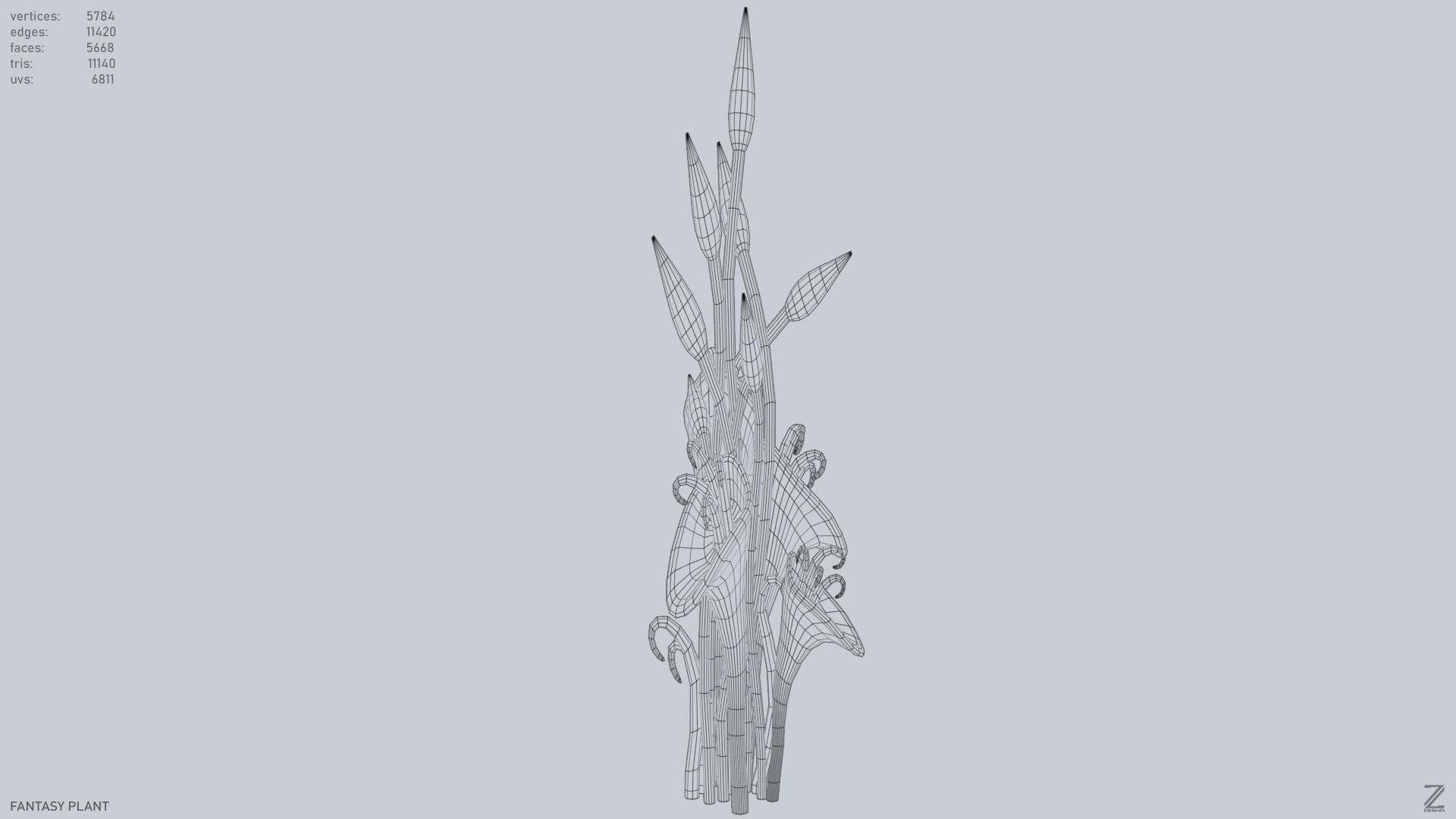 Fantasy plant Low-poly 3D model_10