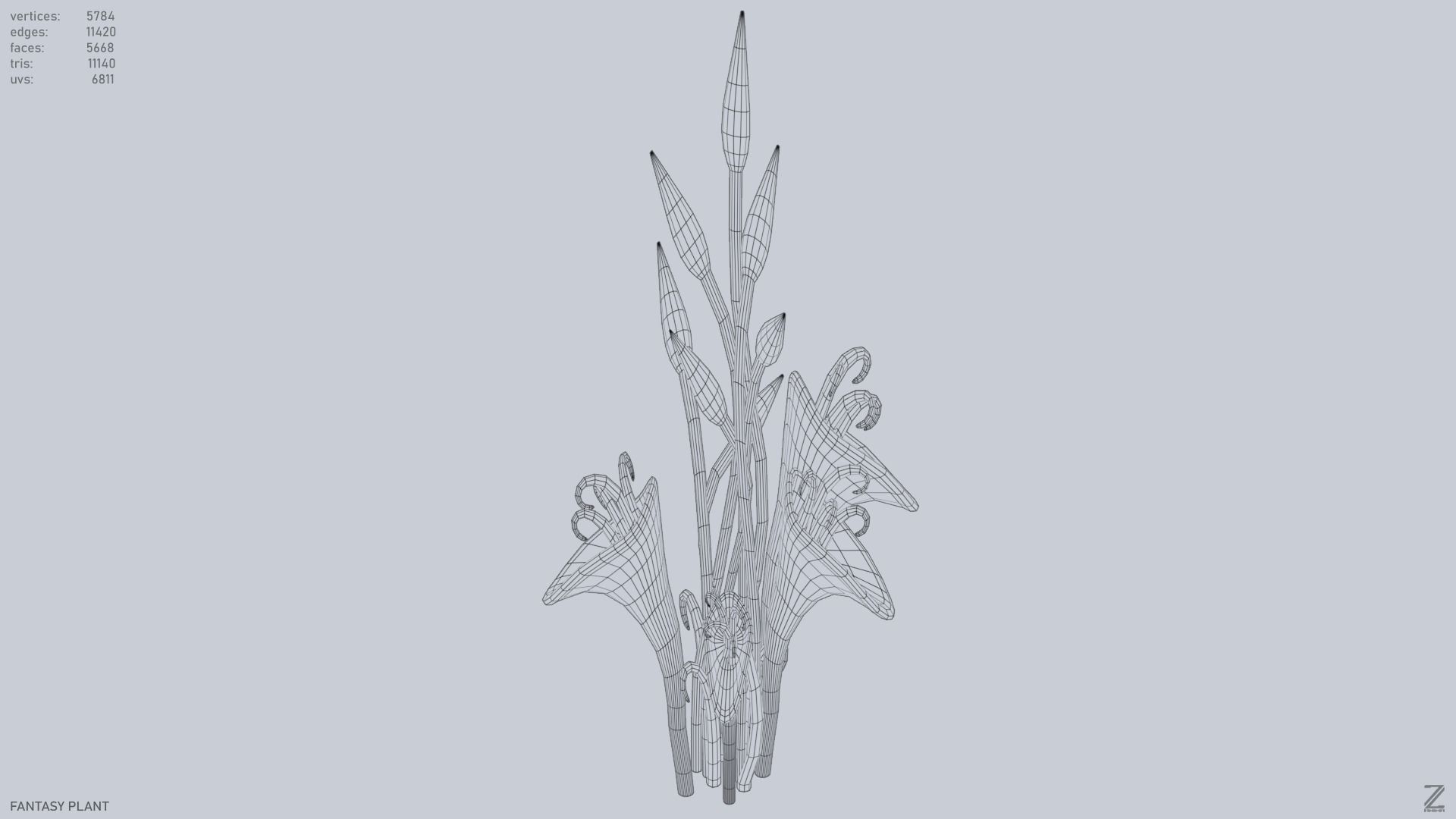 Fantasy plant Low-poly 3D model_9