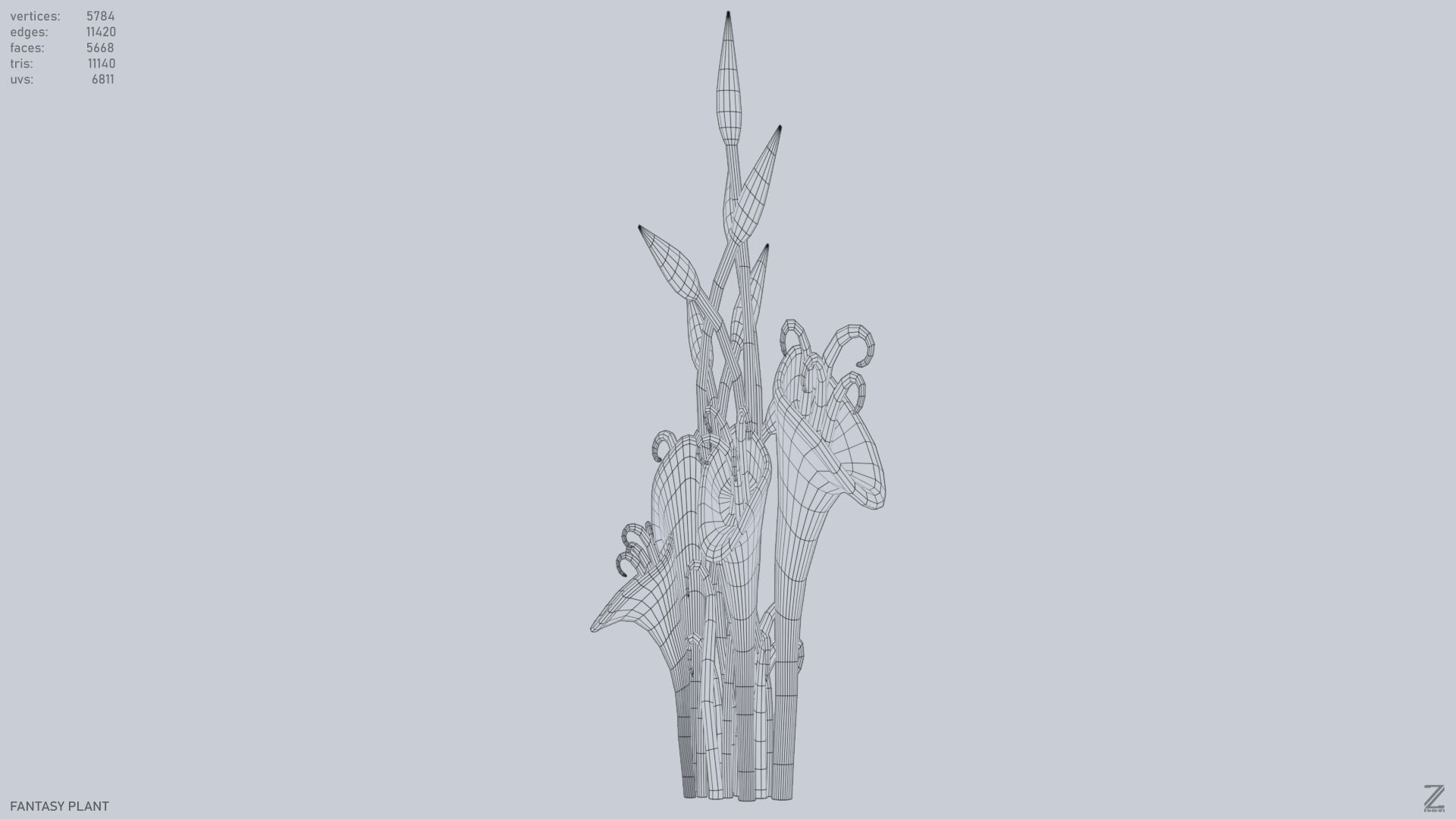 Fantasy plant Low-poly 3D model_12