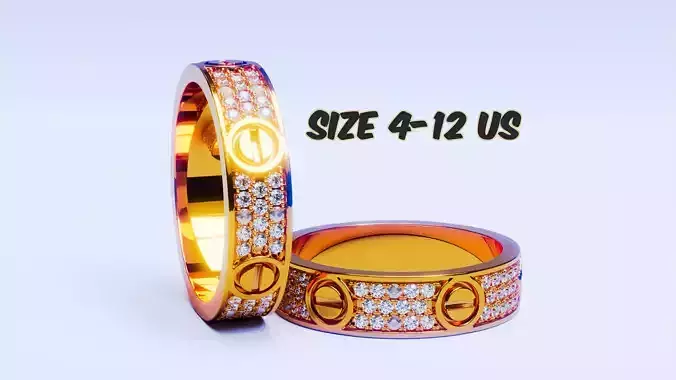 Love rings All Sizes Type 2 3D print model
