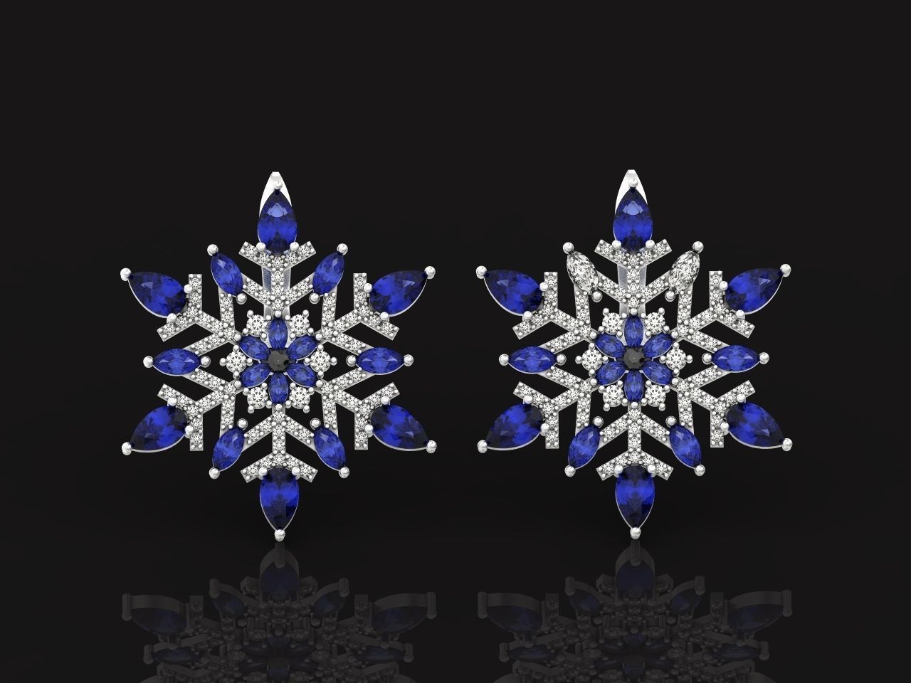 Christmas snowflake earrings 1041 3D print model_18
