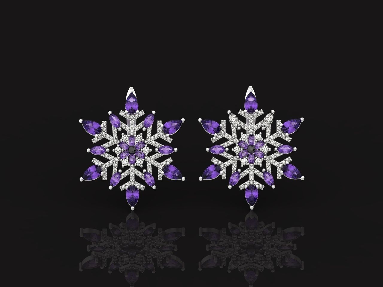 Christmas snowflake earrings 1041 3D print model_20