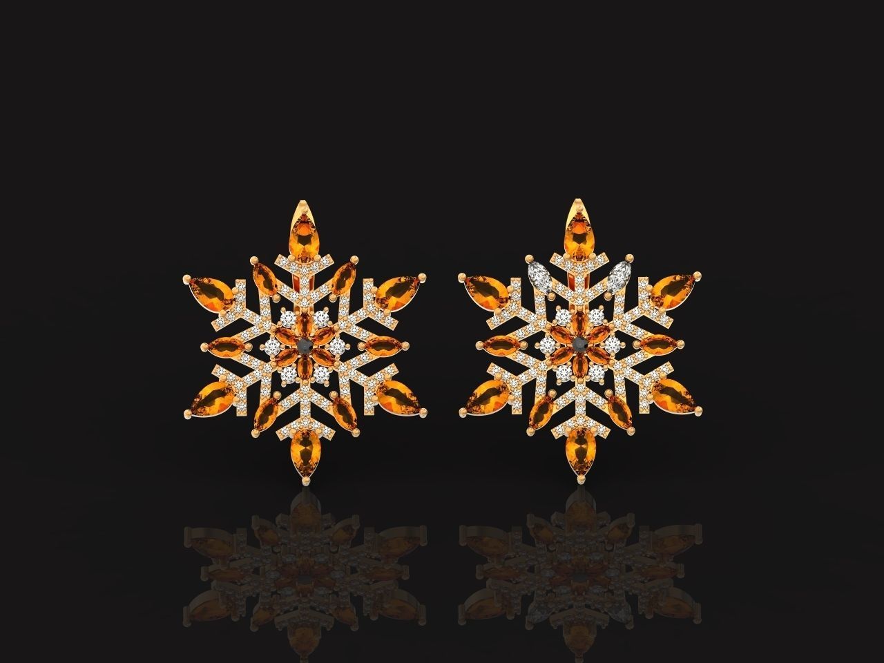 Christmas snowflake earrings 1041 3D print model_25