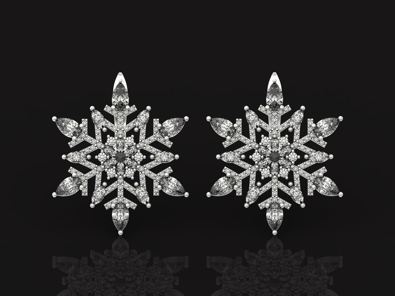 Christmas snowflake earrings 1041 3D print model_11
